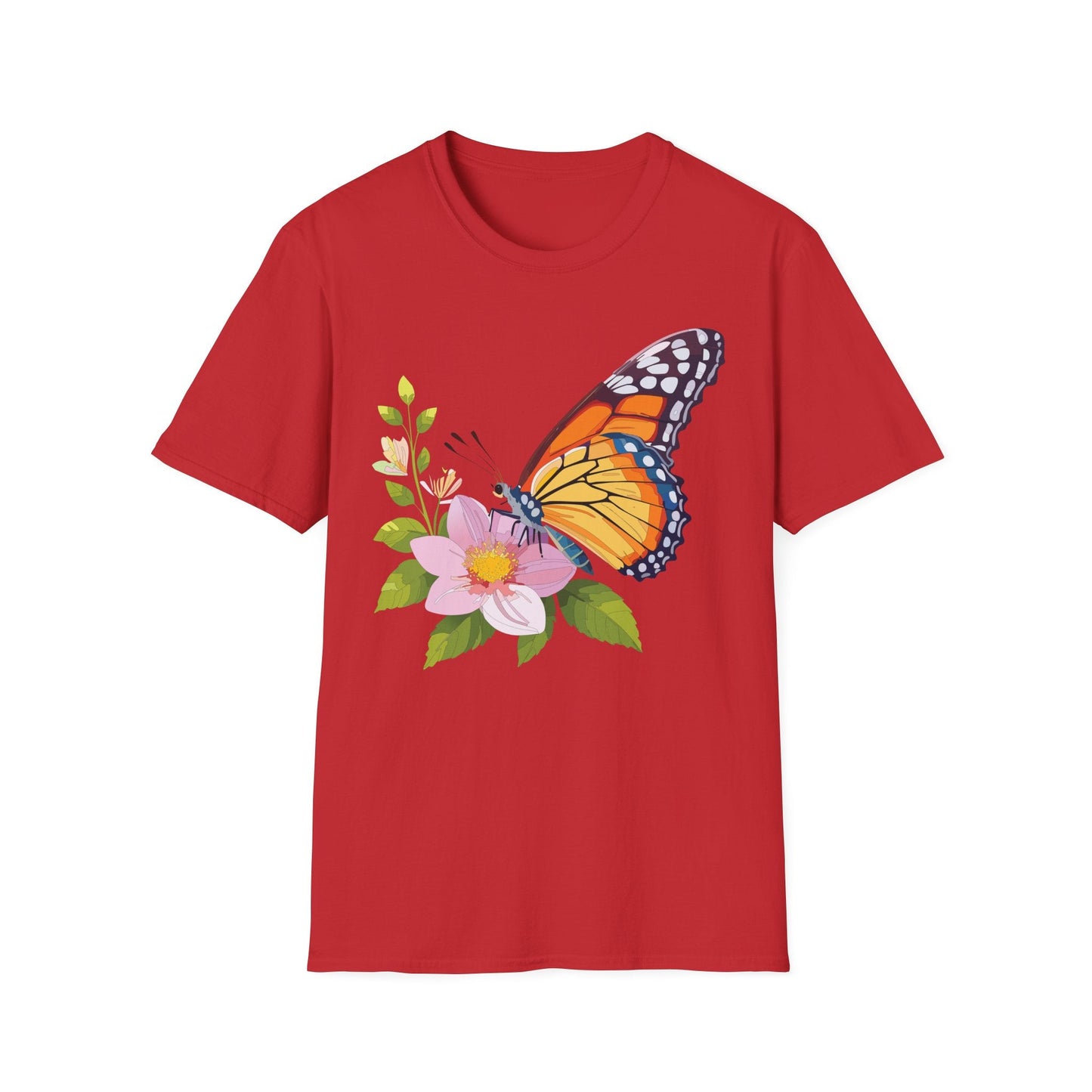Butterfly T Shirt for Women and Men Monarch Print Softstyle Unisex Gildan 64000 Tee