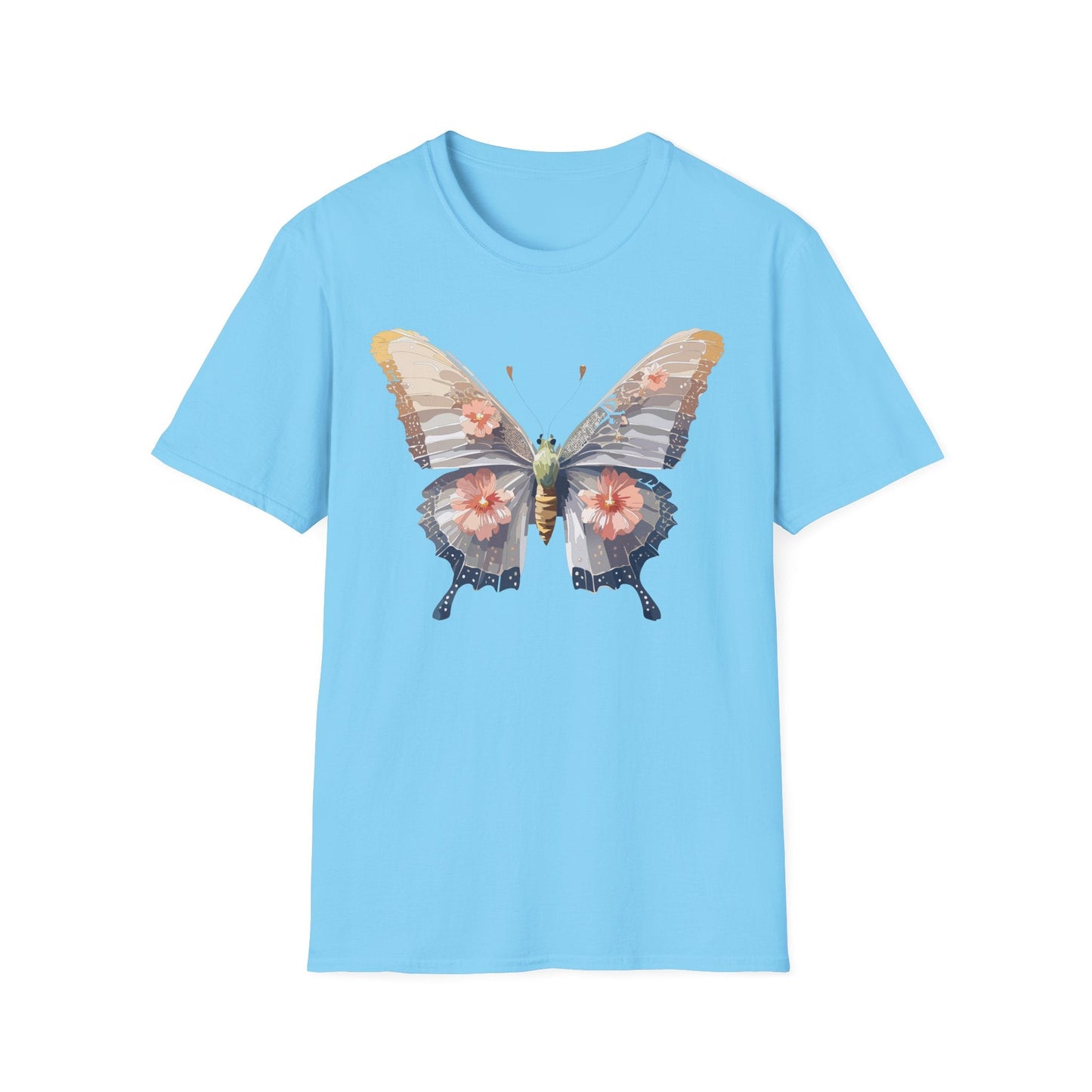 Butterfly T Shirt Unisex Monarch Design Gildan Softstyle 64000 100 Percent Ring Spun Cotton