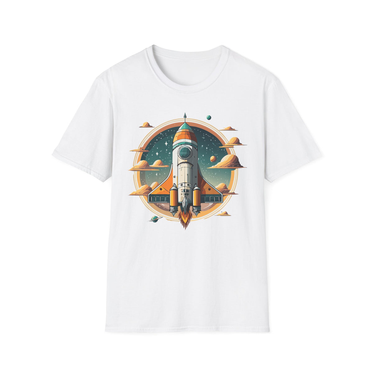 Retro Rocket Launch T-Shirt | Space Shuttle Graphic Design Unisex 100 Cotton Gildan T-Shirt