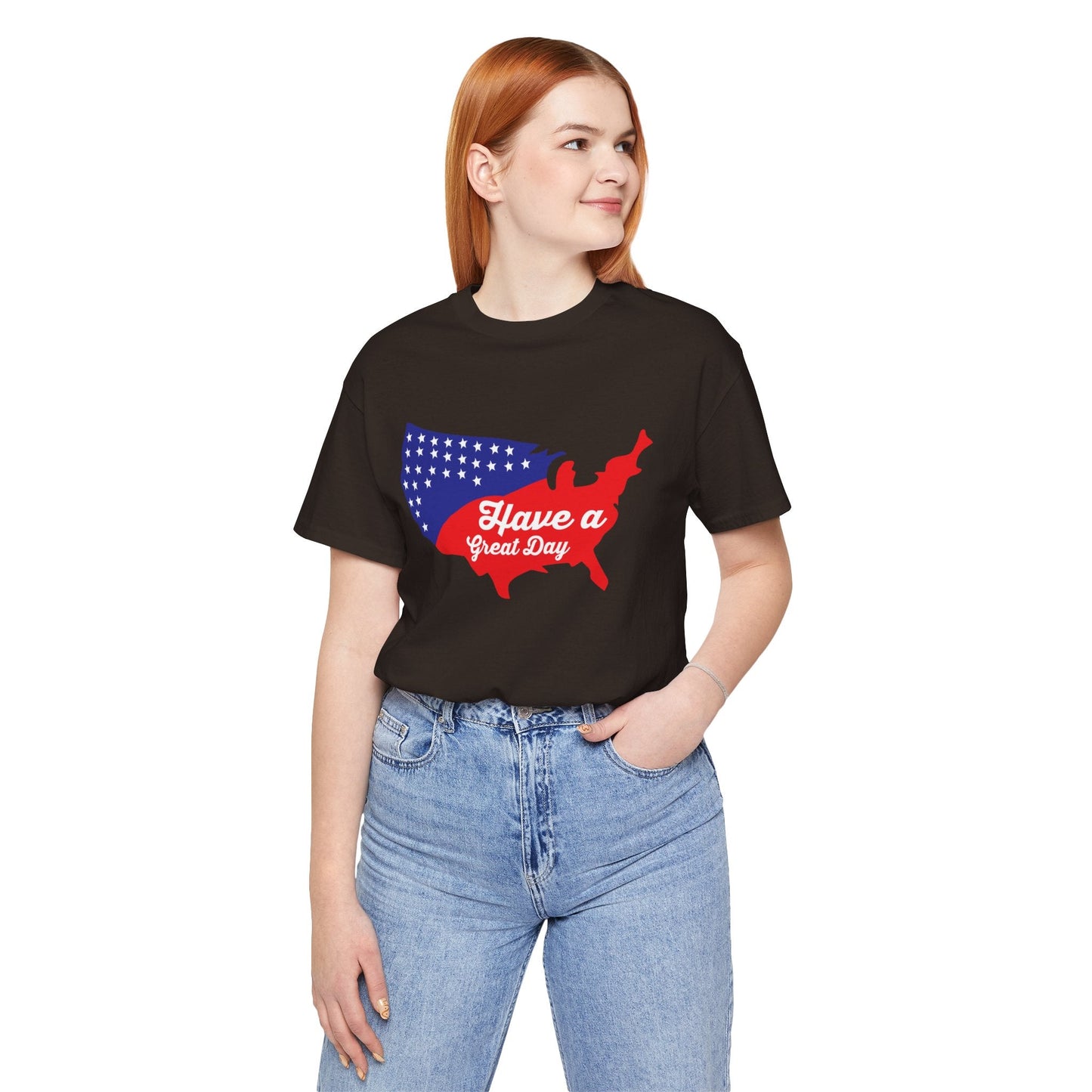 USA Map Patriotic Graphic Unisex Cotton T-Shirt 021