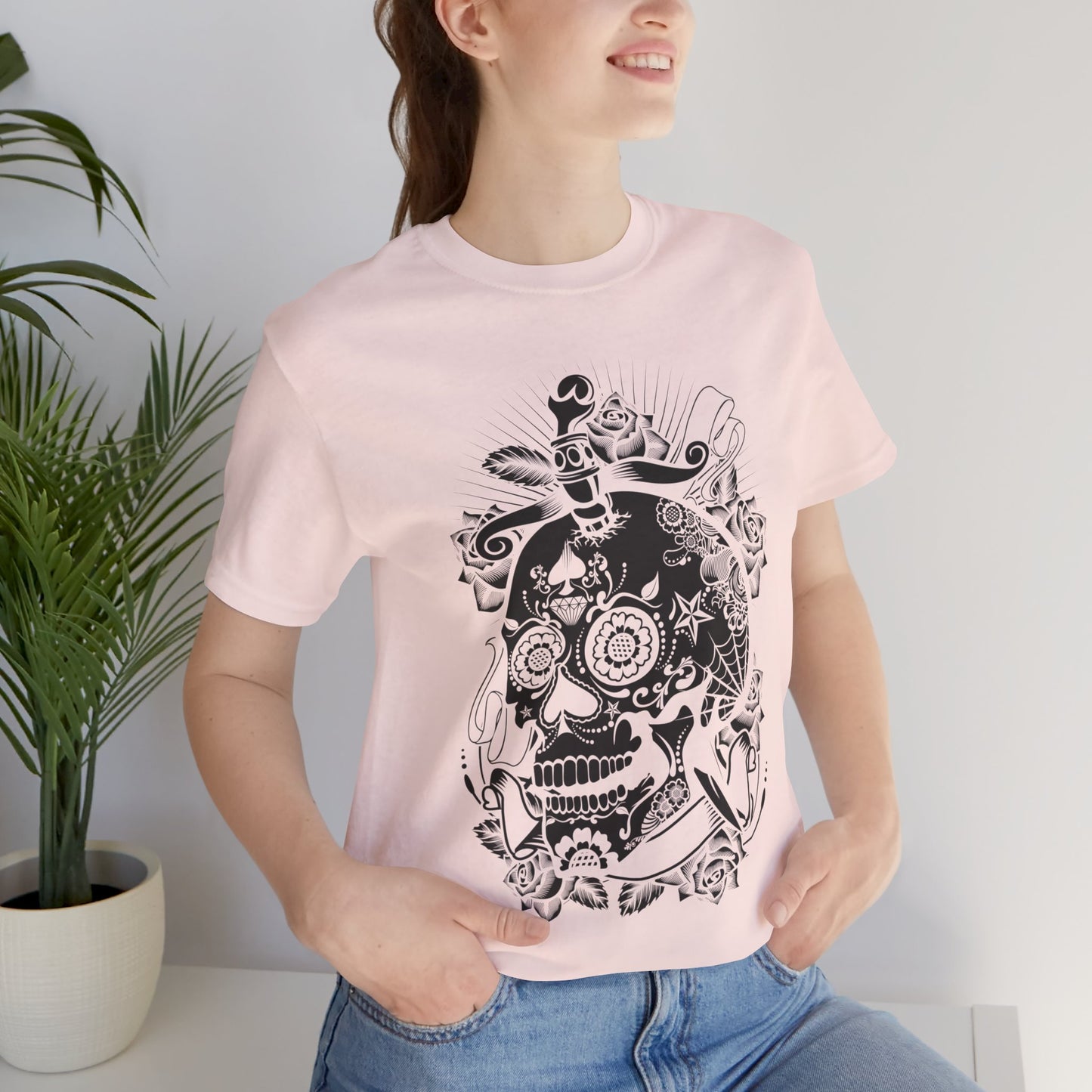 Unisex Cotton Tee Shirt with Skull