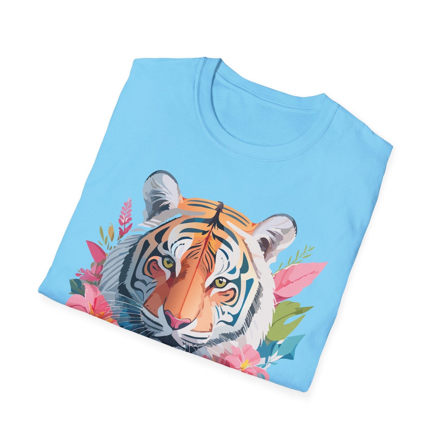 Tiger Print Unisex Softstyle T Shirt Short Sleeve Gildan 64000 Tee