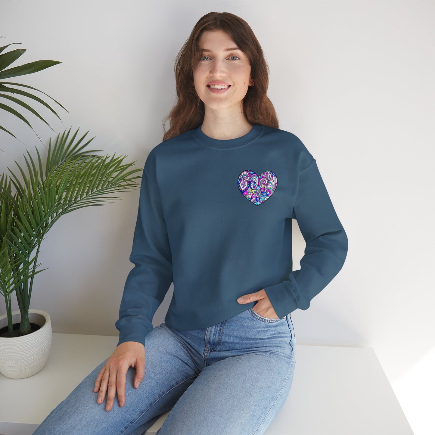Small Heart Sweatshirt, Floral Heart Sweatshirt, Floral Love Sweatshirt, Valentine's Day Sweatshirt, Heart Floral Sweatshirt 101