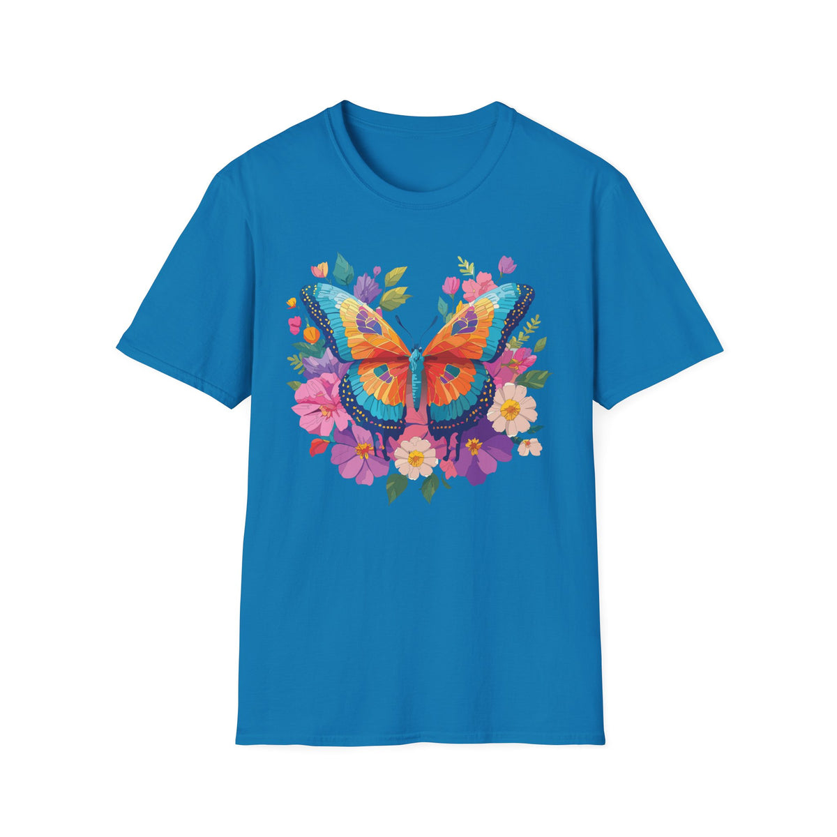 Colorful Butterfly Floral Tee | Vibrant Monarch Butterfly Graphic Tee Unisex 100 Cotton Gildan T-Shirt
