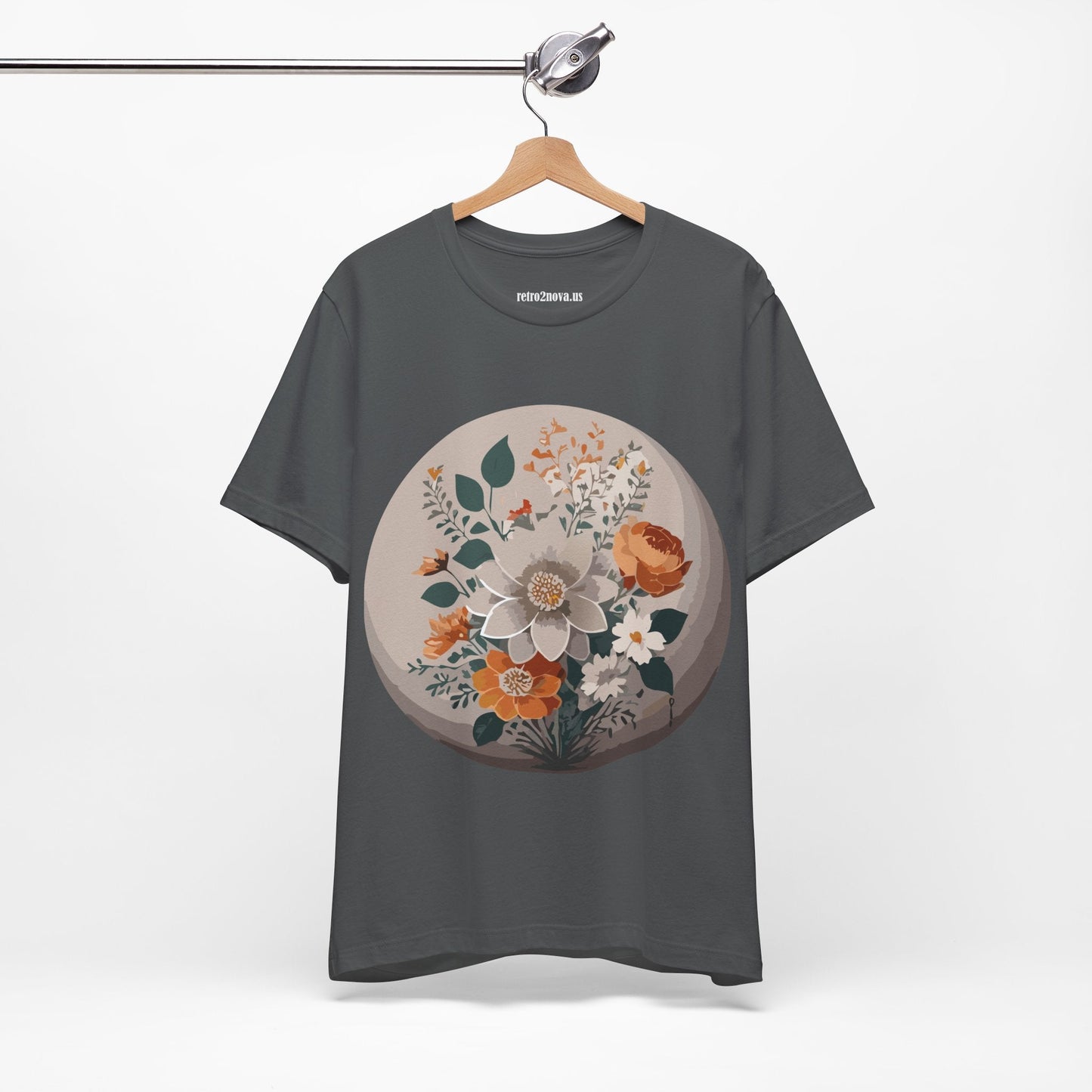 Retro2Nova Floral Shirt Unisex Short Sleeve Tee Lightweight Breathable Cotton Blend Jersey