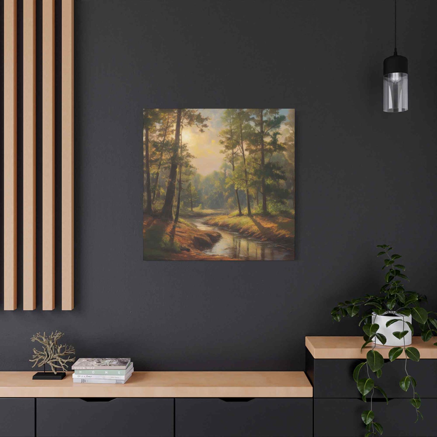 Forest Print Canvas, Trees Oil Paint Print 20x20, 24x24, 30x30, 32x32, 36x36 Art Design Print Pine-Wood Inner Frame MC-71