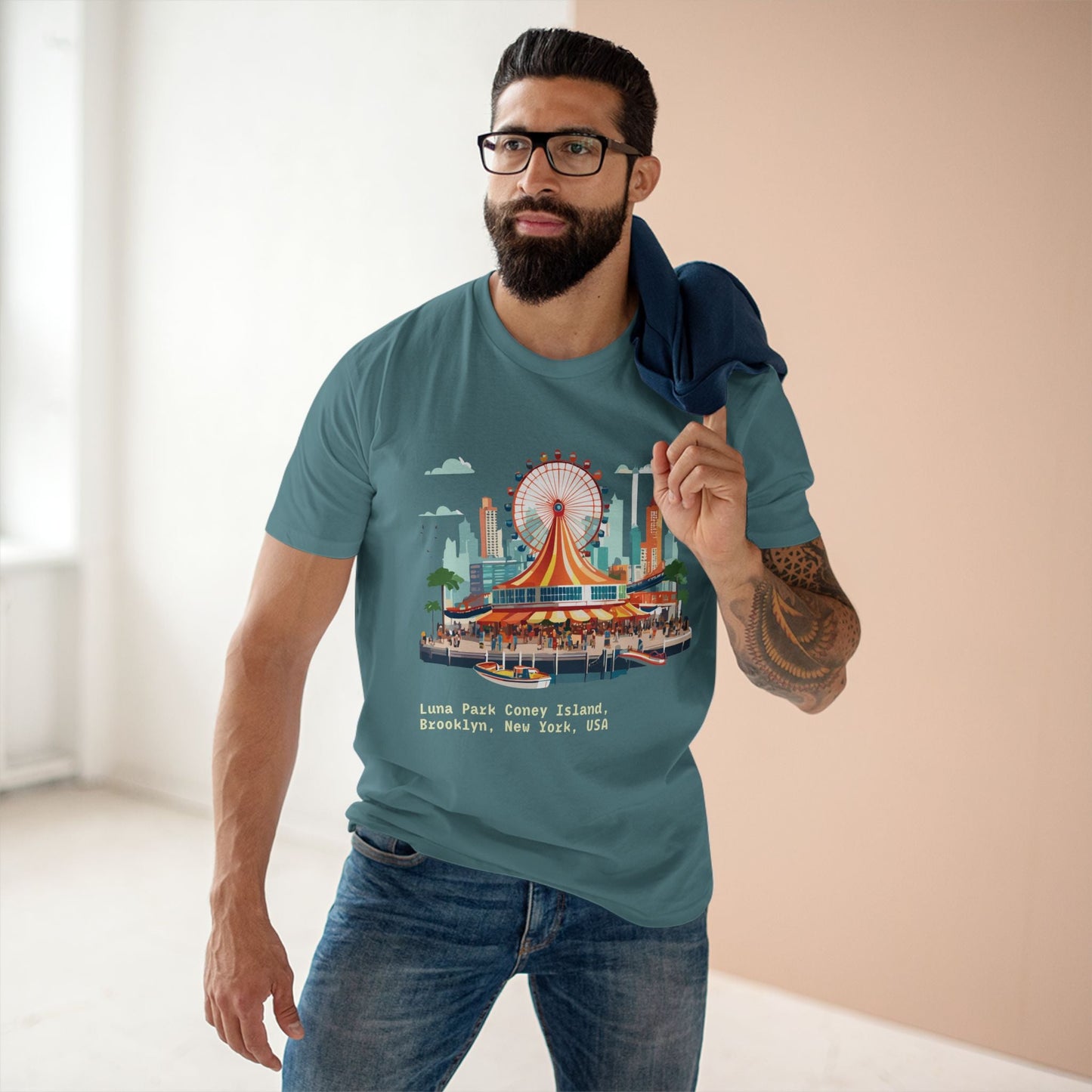 Travel Shirt Brooklyn Tourist Tee TT-13 Unisex By Retro2Nova Premium Cotton Art Collection