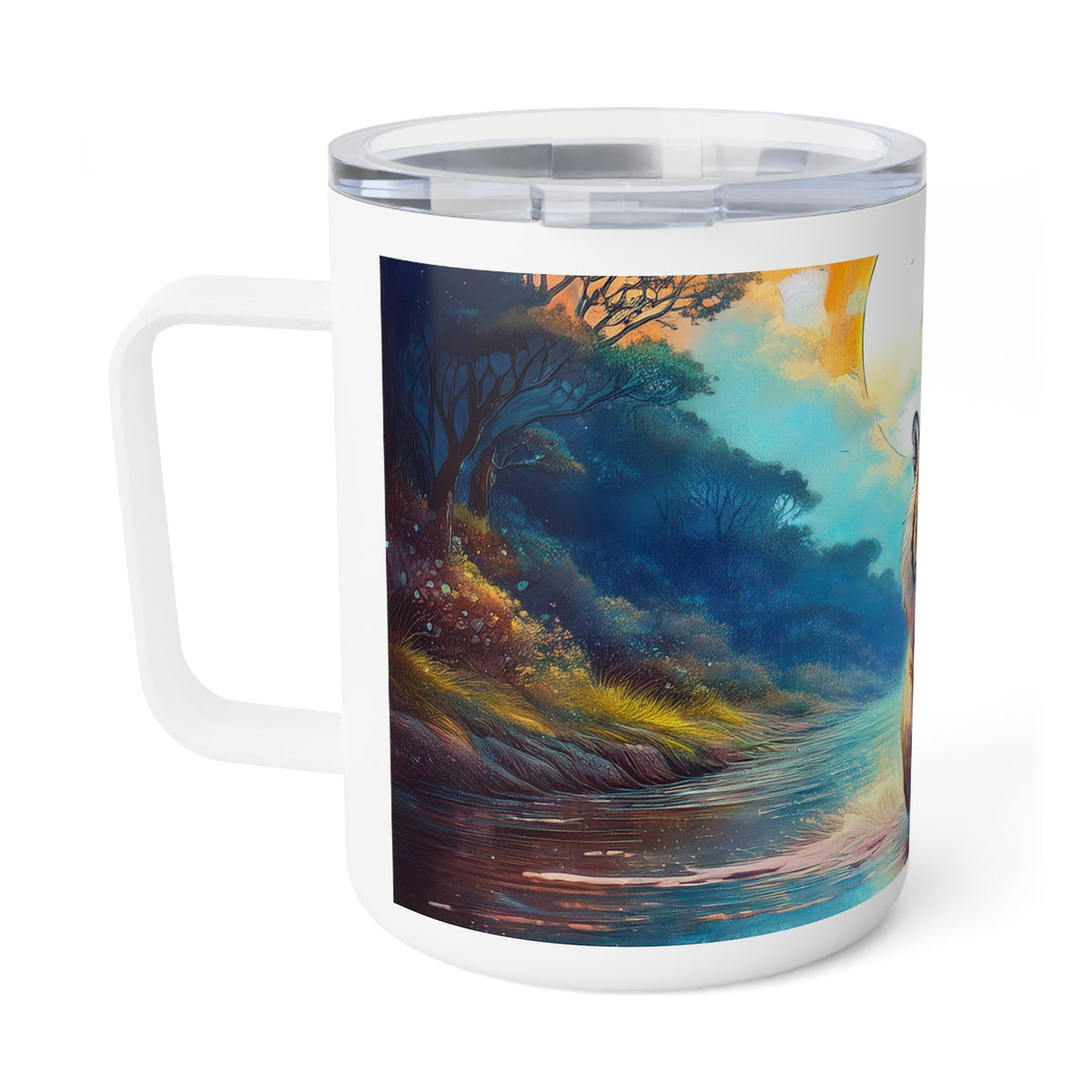 21 Art Design Insulated Coffee Mug Clear Lid 10oz Insulated Coffee Mug 10oz