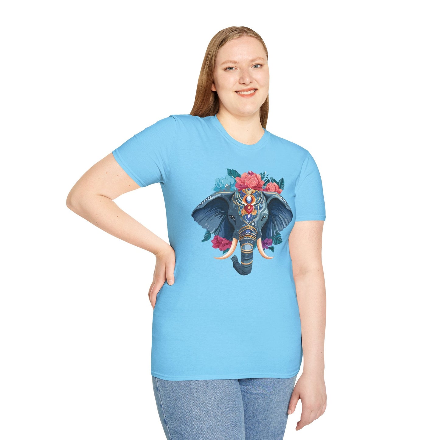 Elephant T Shirt Unisex Softstyle Tee Gildan 64000 100 Percent Ring Spun Cotton Fabric