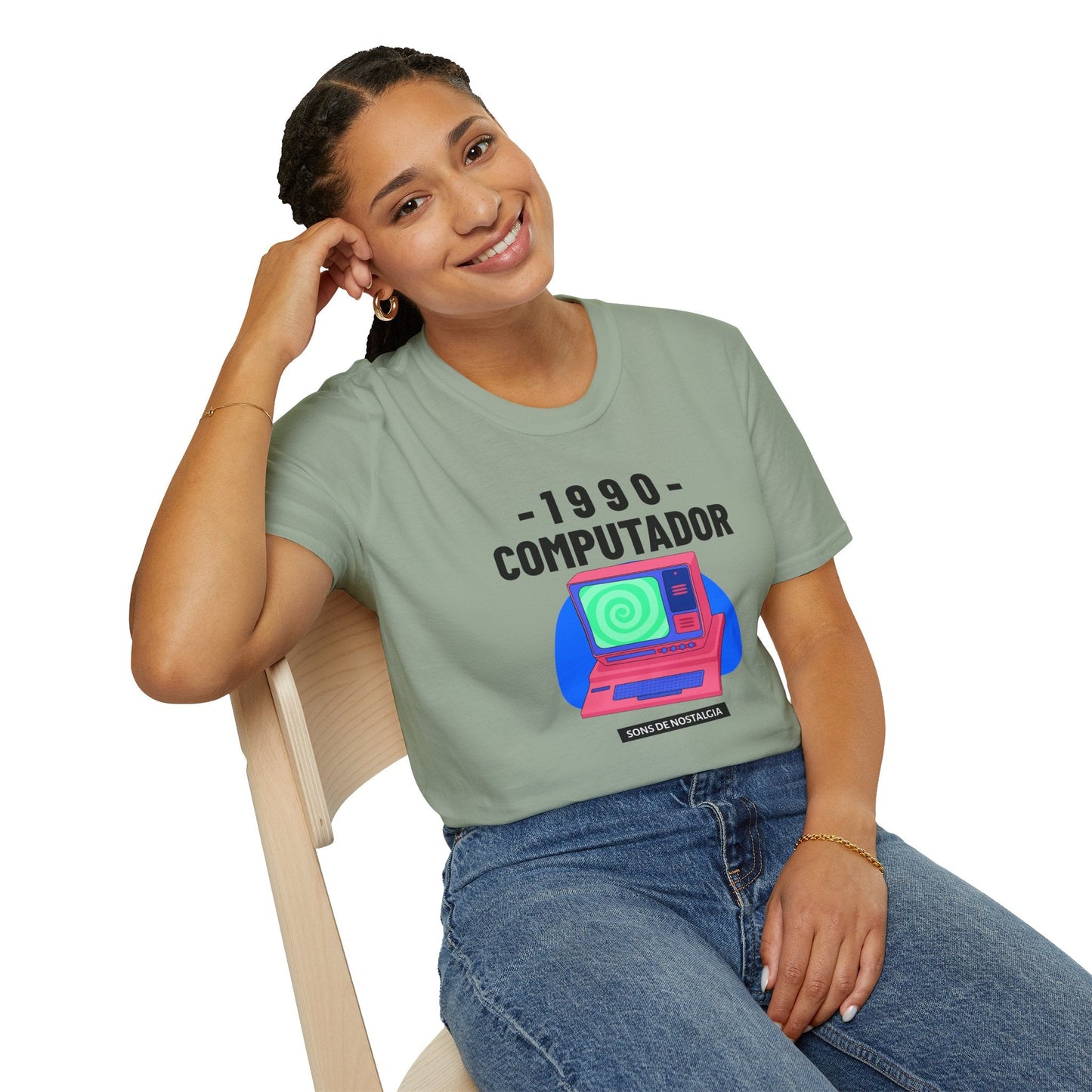 1990 Computador Retro T-Shirt Unisex Cotton Vintage Computer Graphic Tee