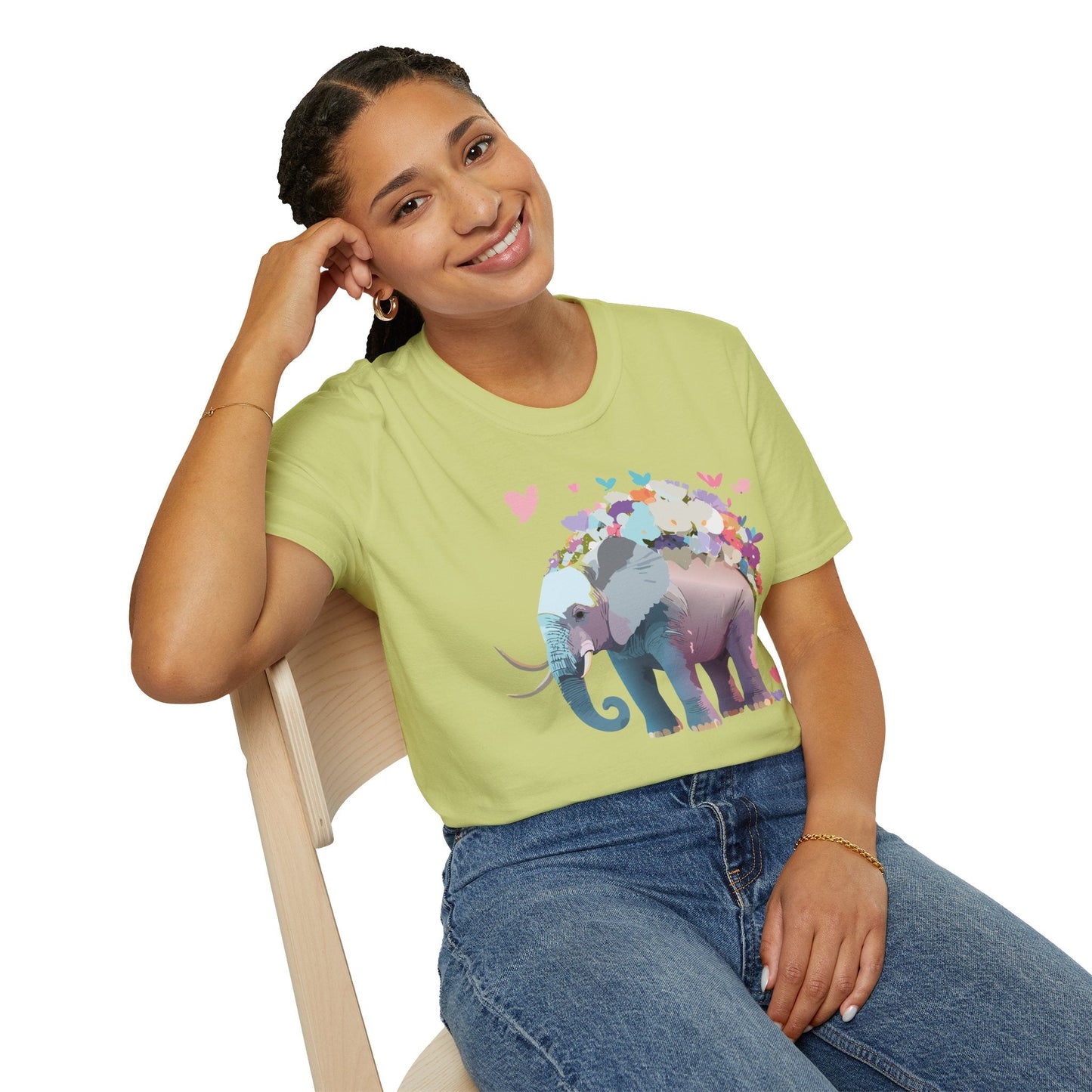 Elephant Graphic T Shirt Unisex Cotton Softstyle Tee Gildan 64000 Elephant Design For Animal Lovers