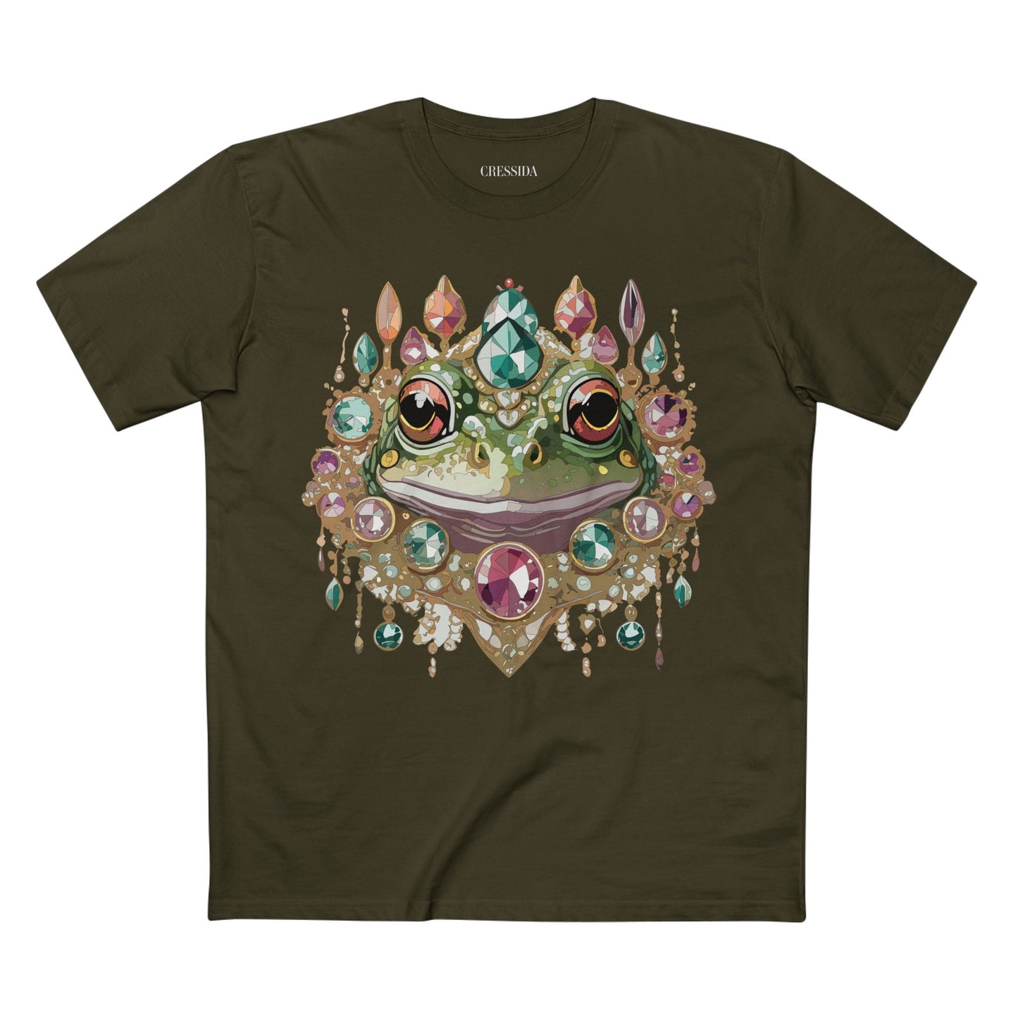 Frog Graphic Unisex 100 Cotton Tee With Unique Animal Golden Medallion Art Design 62
