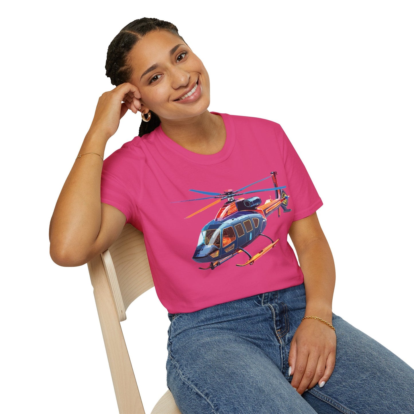 Chopper Helicopter Graphic Unisex Cotton Softstyle Short Sleeve Tee 4