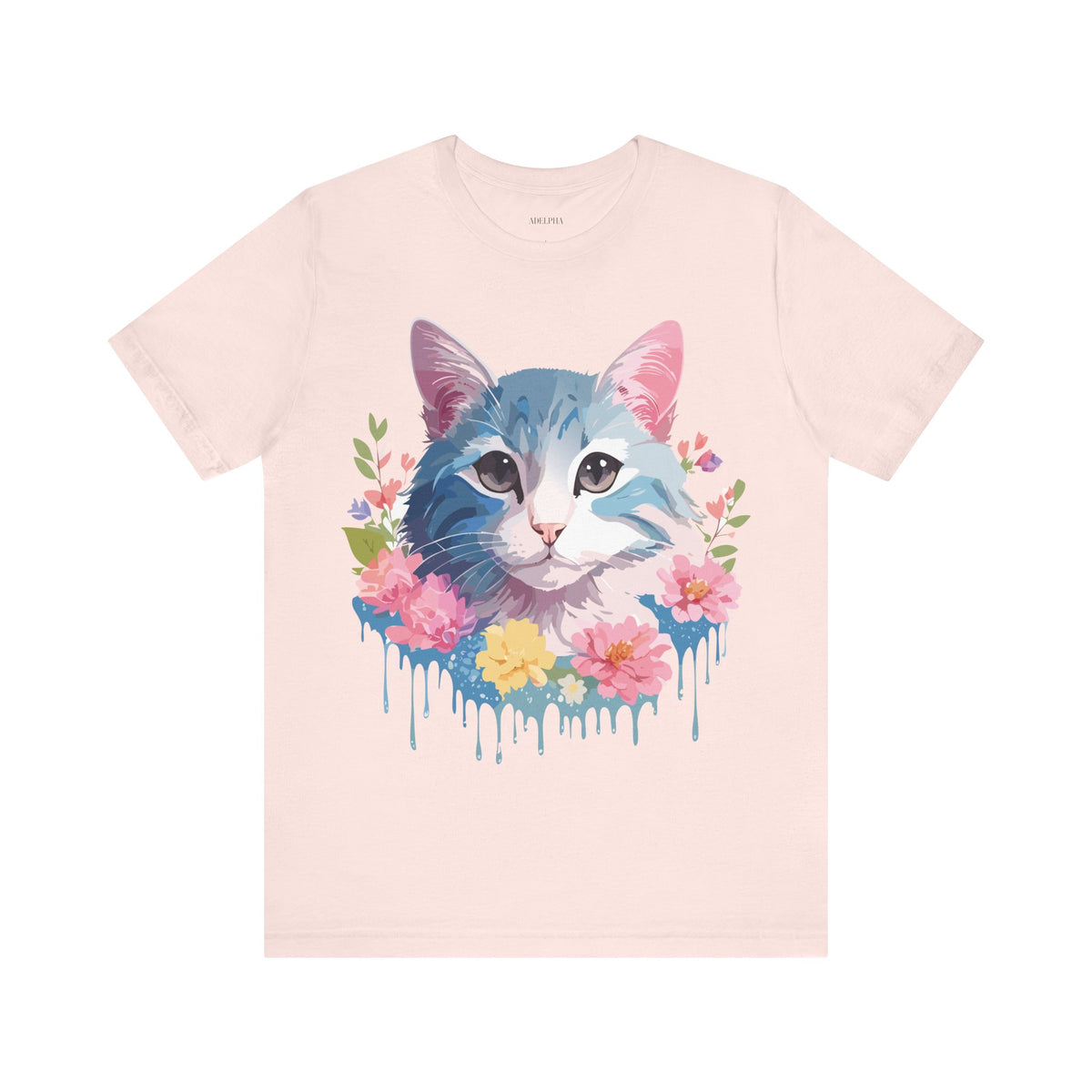 Cat Graphic Unisex Cotton Bella+Canvas Tee with Art Animal Design e105