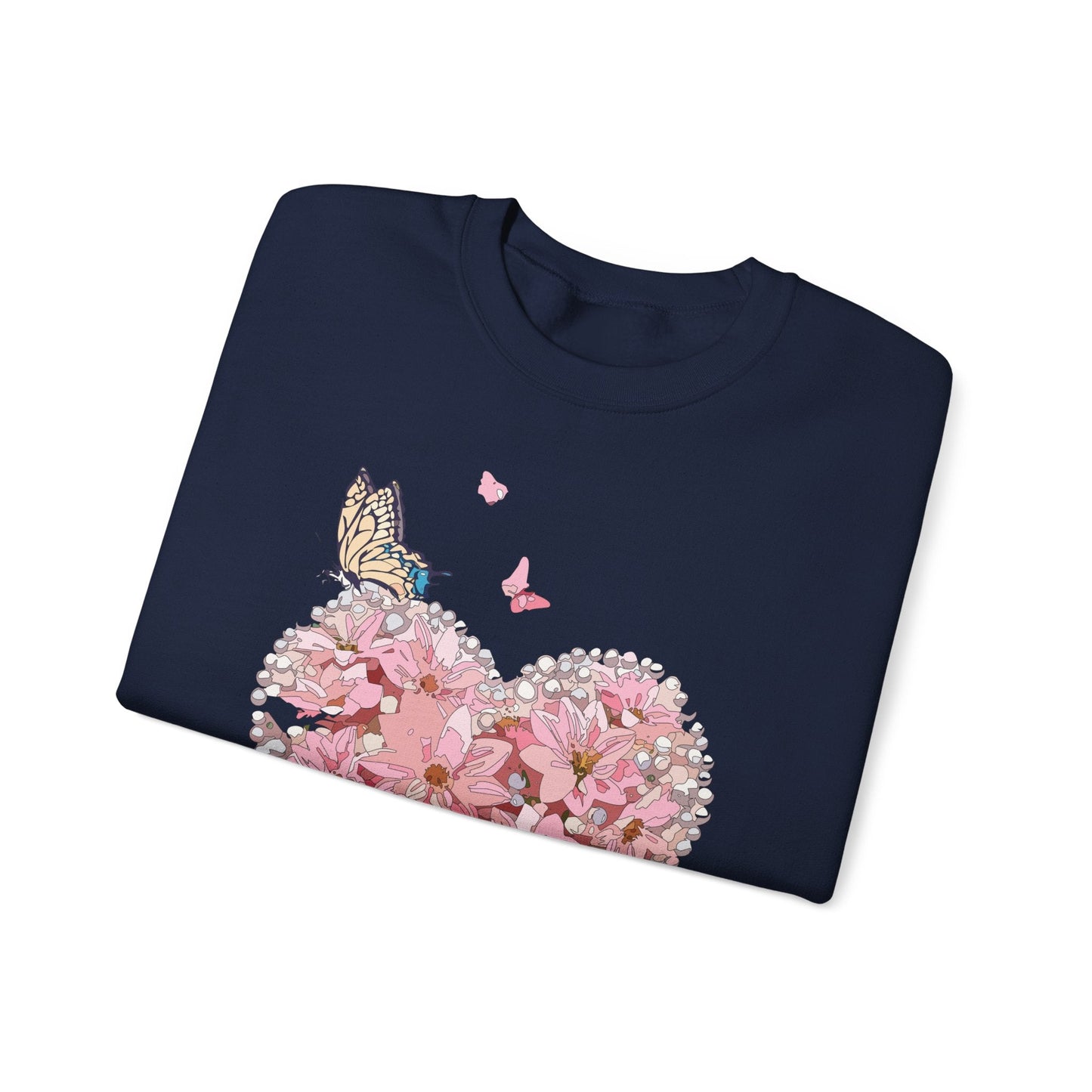 Unisex Floral Heart Sweatshirt with Love Floral Design for Valentines Day Gift Idea