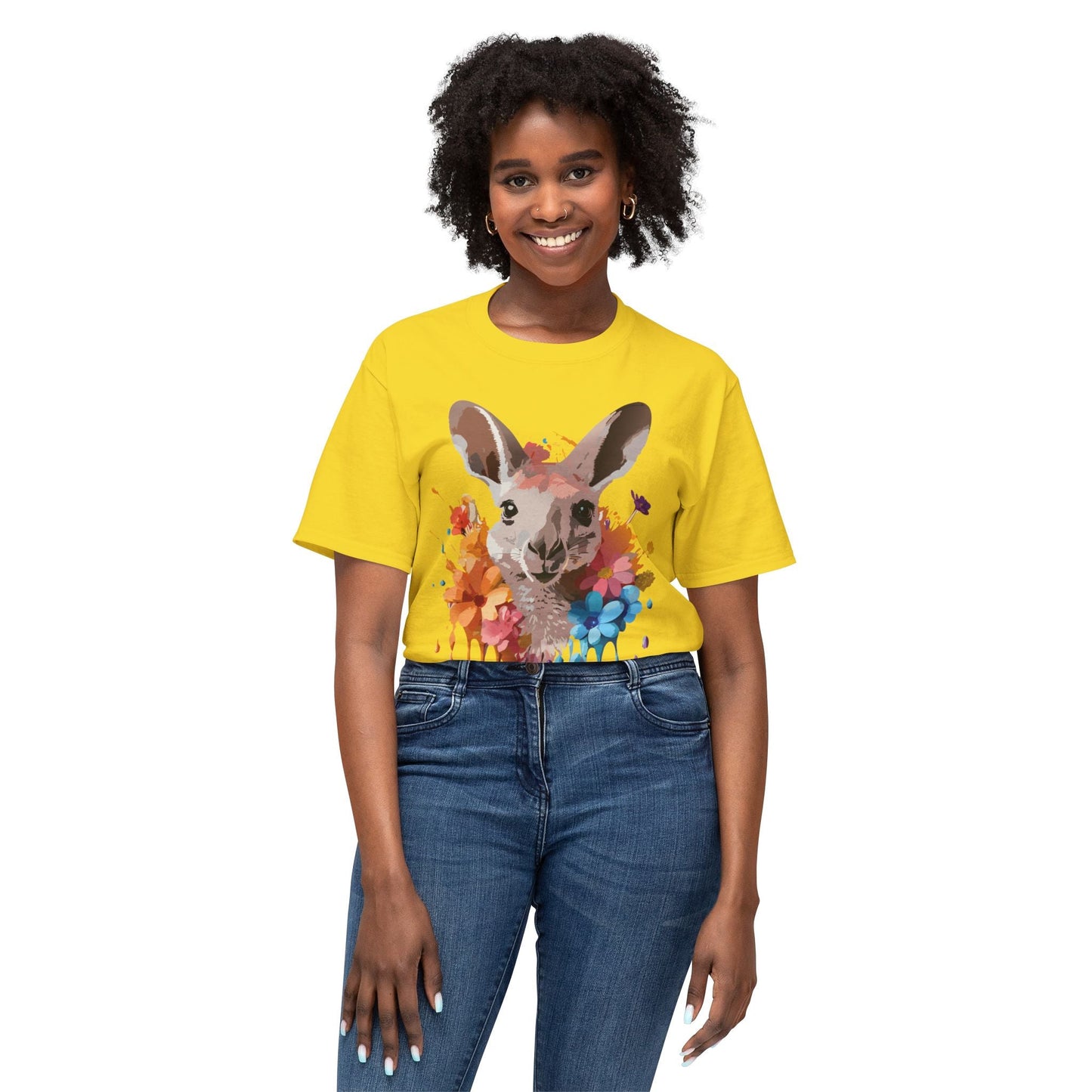 Unisex Kangaroo T Shirt HD Cotton Full Color Art Print Tee Made In USA 100 Percent Pre Shrunk