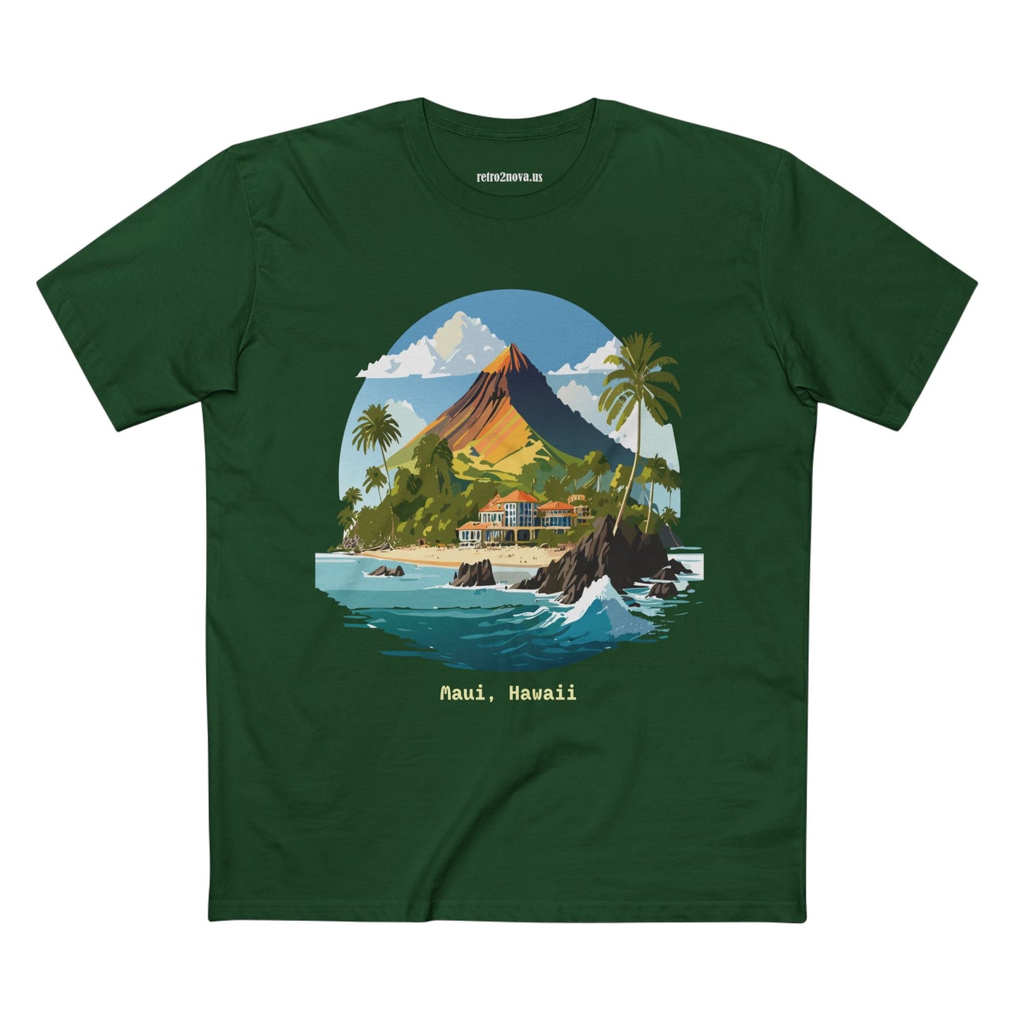 Retro2Nova Unisex Premium Cotton Art Tee Travel Shirt Hawaii Design Comfortable Everyday Tee
