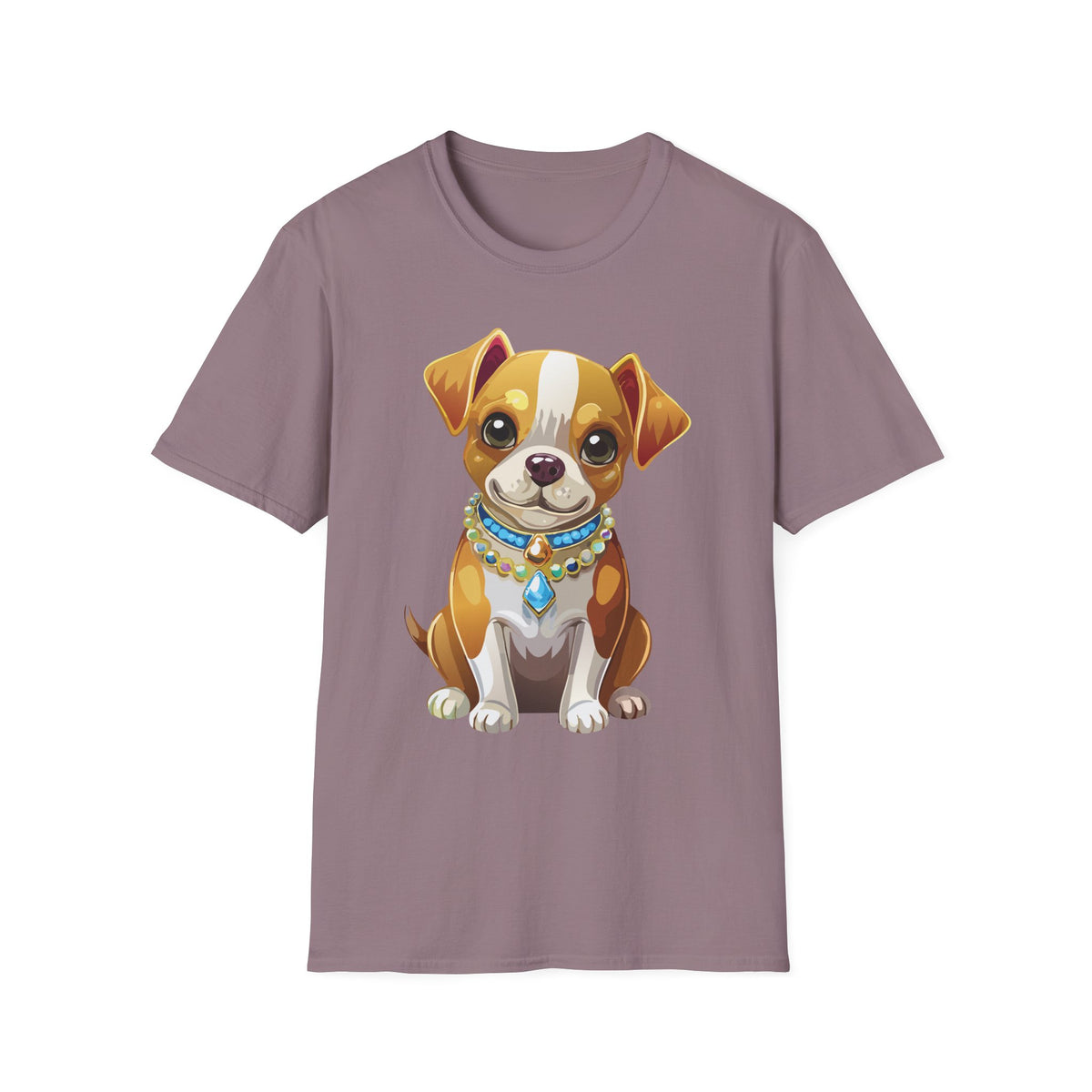 Cute Brown Puppy Illustration T-Shirt | Cartoon Dog Portrait, Pet Lover Tee