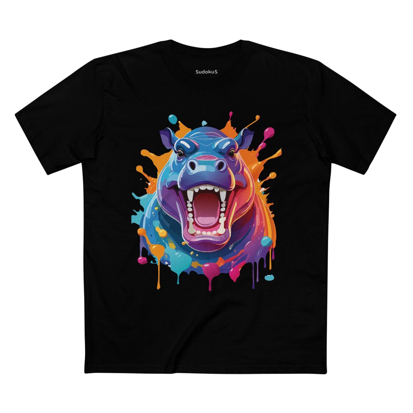 Hippo Graphic Unisex 100 Cotton Staple Tee with Animal Design Artwork 4