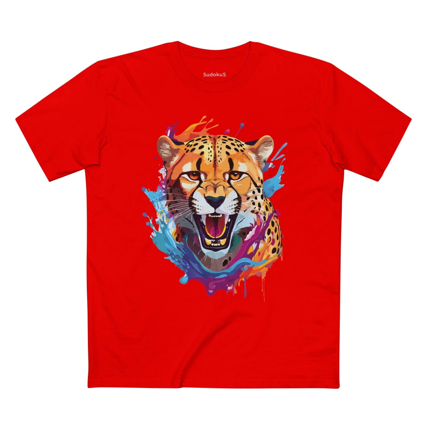 Cheetah Graphic Unisex 100 Cotton Staple Tee with Animal Design Artwork 23