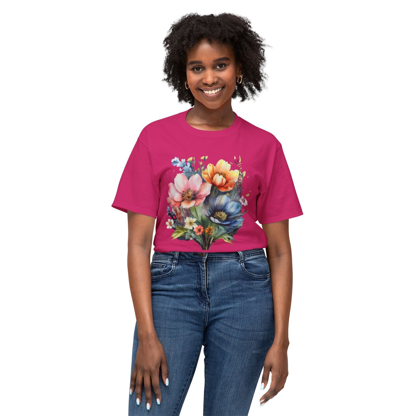 Floral T Shirt With Full Color Art Print Unisex HD Cotton Designed And Printed In USA