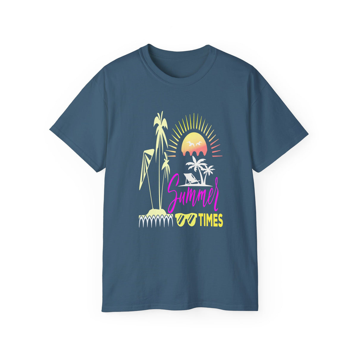 Summer Times tropical sunset Tee | palm trees, sunglasses, retro beach design