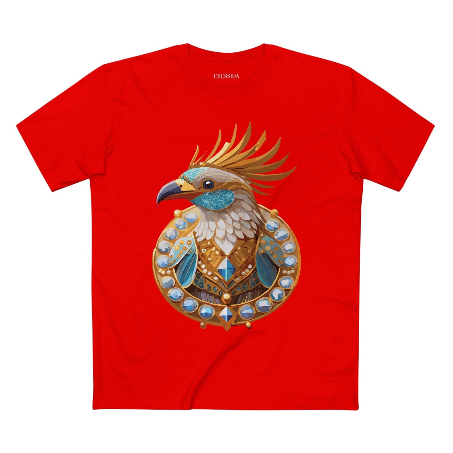 Bird Graphic Unisex 100 Cotton Tee With Unique Animal Golden Medallion Art Design 23