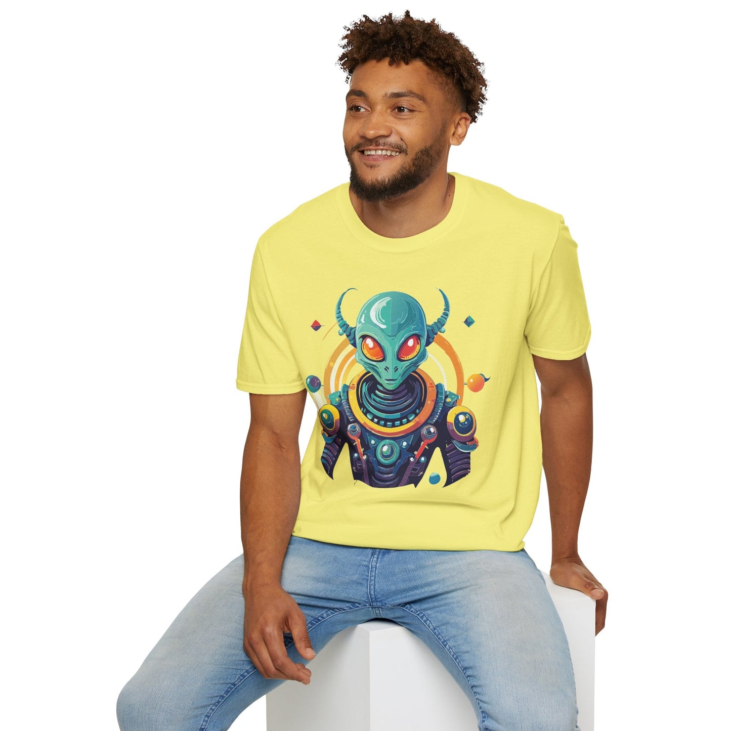 Alien Graphic Unisex Cotton Softstyle UFO Artwork Tee 2