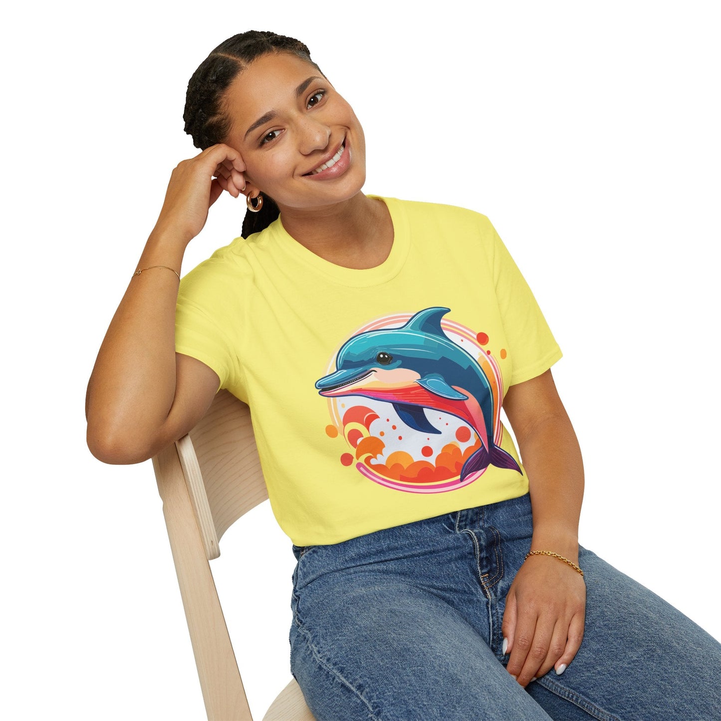 Dolphin Shirt Unisex Softstyle Tee Short Sleeve 100 Percent Ring Spun Cotton Gildan 64000