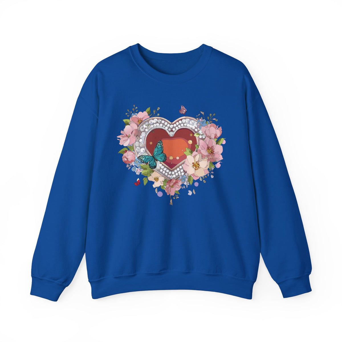 Floral Heart Love Graphic Valentine's Day Sweatshirt Unisex 50/50 Cotton-Poly Sweatshirt w40