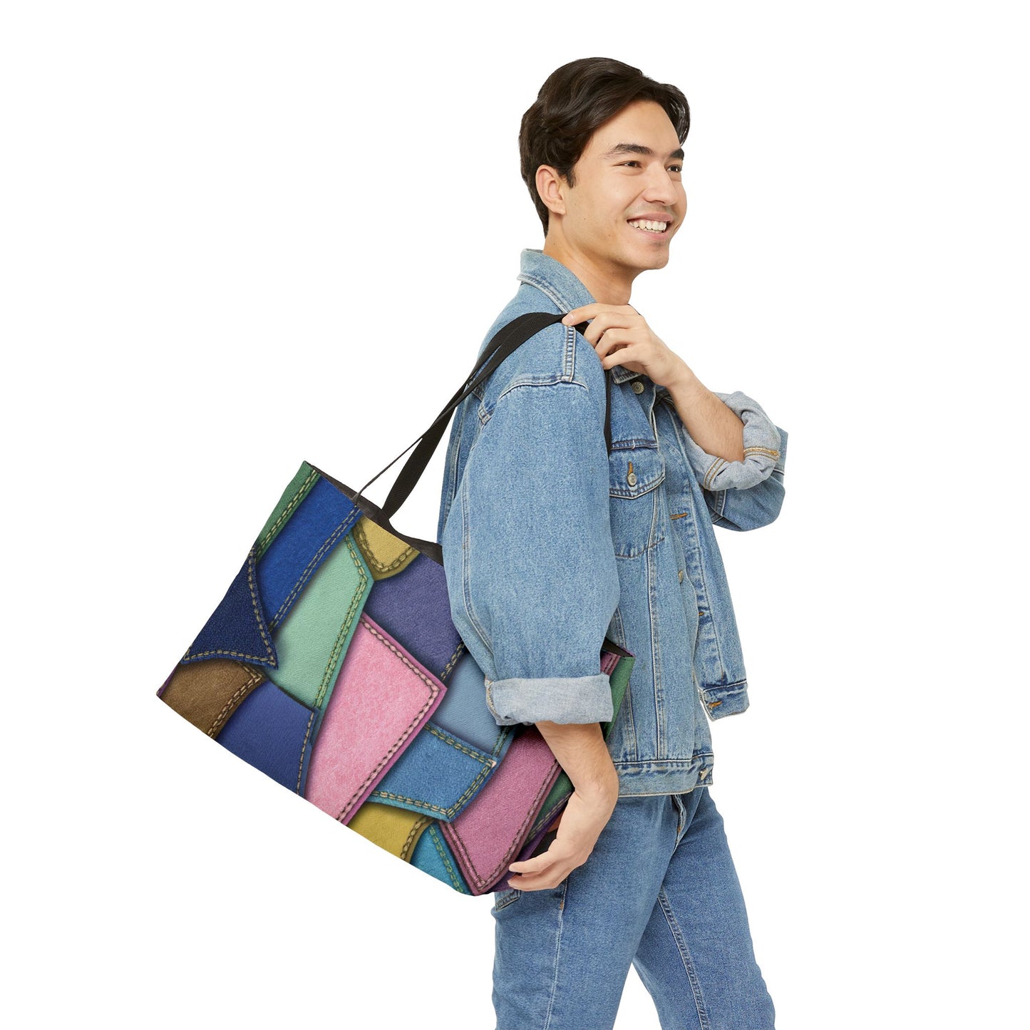 Denim Print Yoga Bag High-Quality 100% Spun Polyester 24x13 Canvas Gym Bag 44