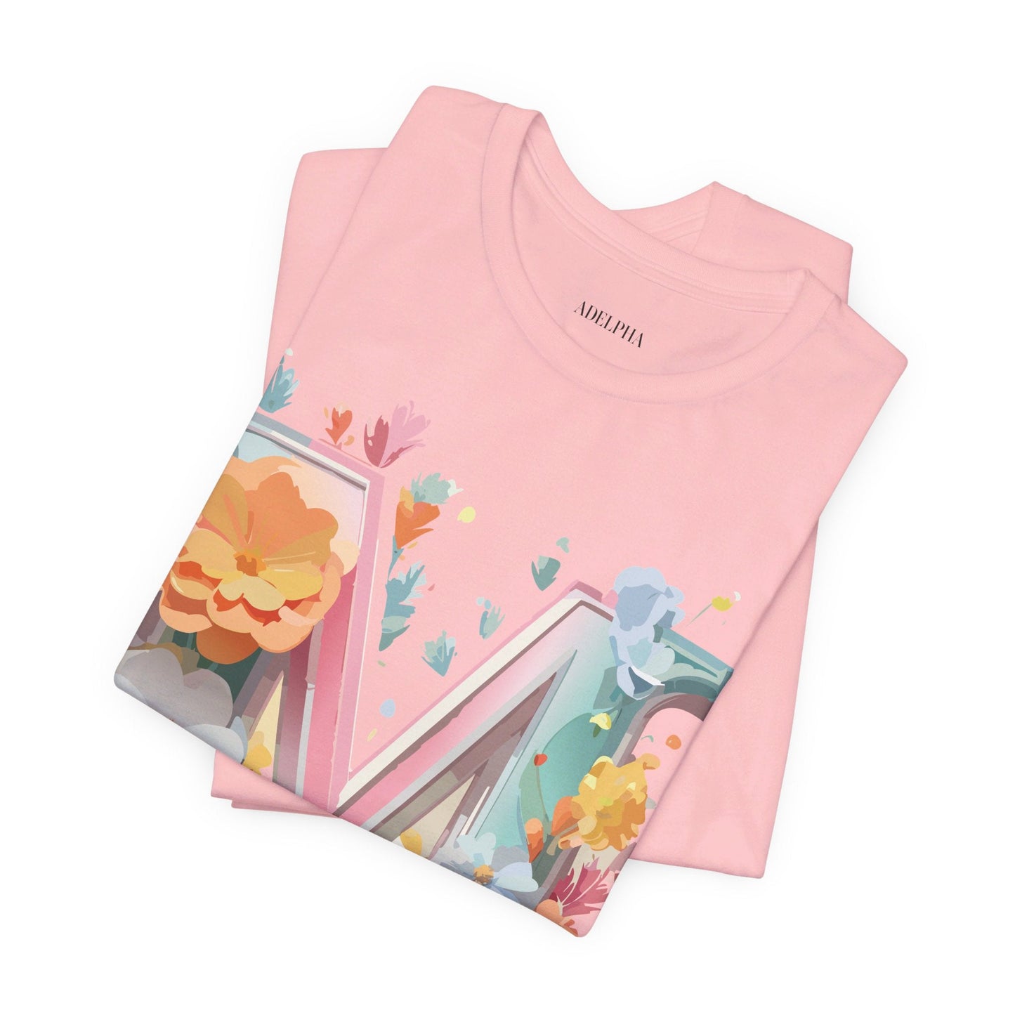 Letter M Graphic Tee Unisex Short Sleeve Shirt By Adelpha Vintage Artwork Design