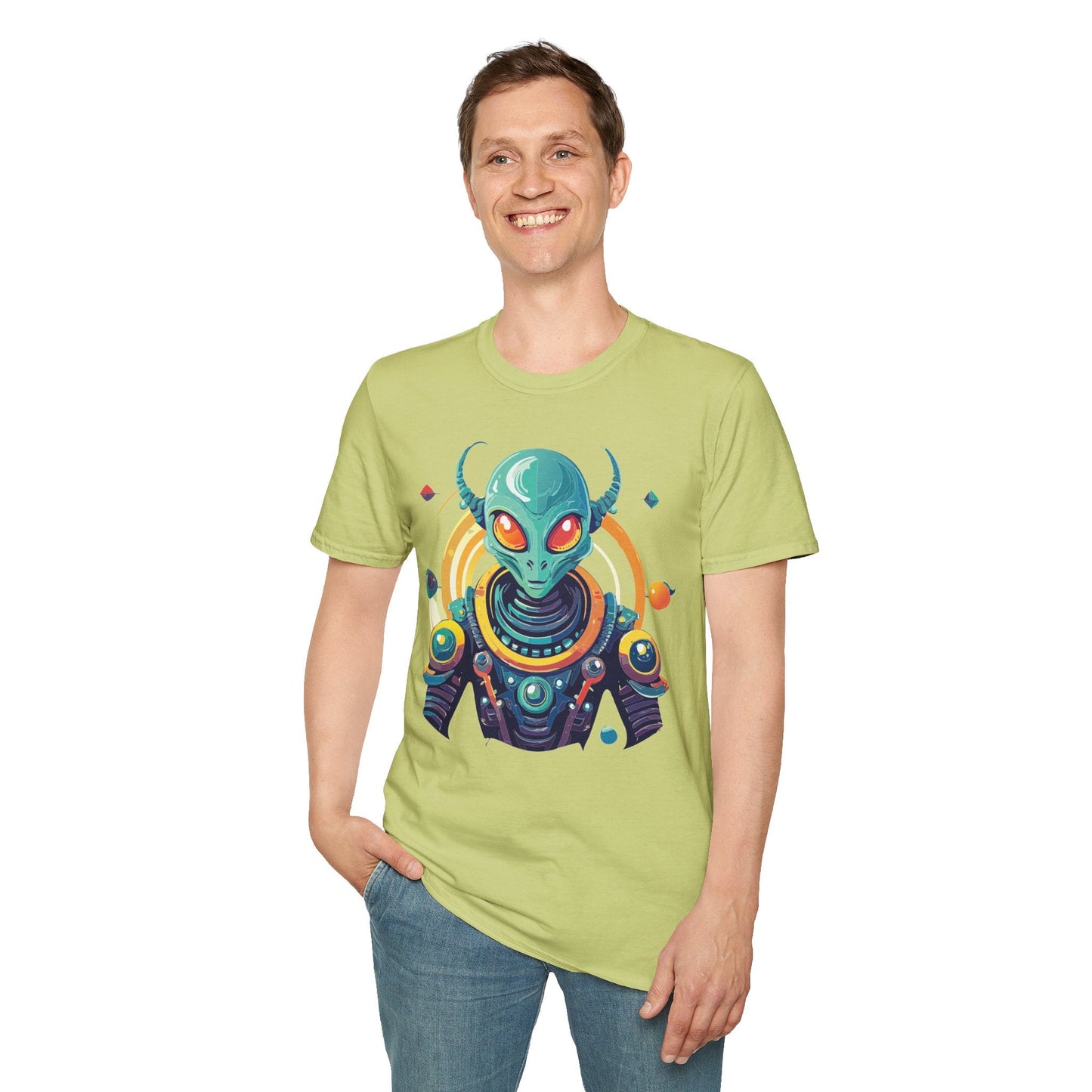 Alien Cosmos T Shirt Unisex Softstyle Cotton Tee With Alien Art Design Premium Comfort