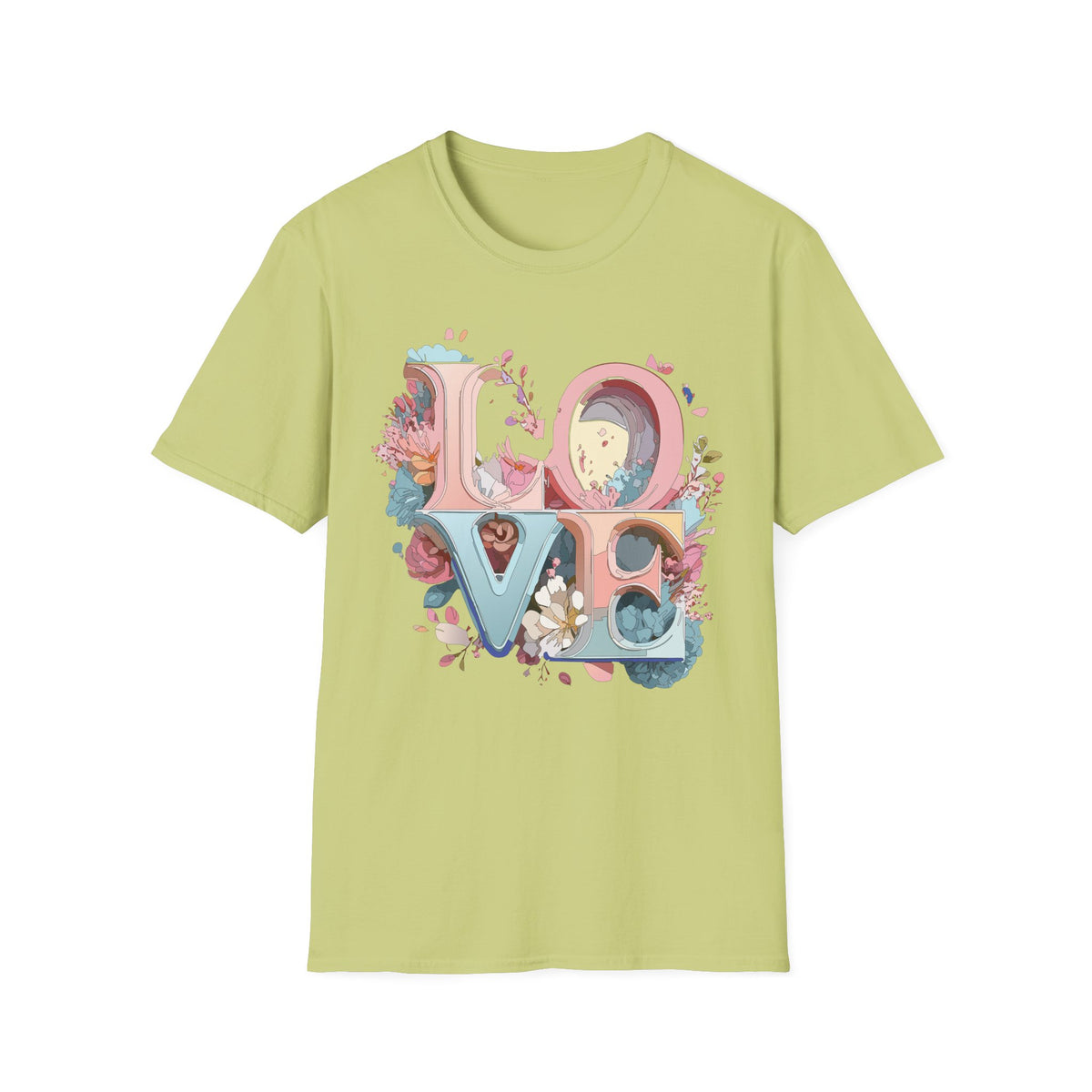 Floral LOVE Lettering T-Shirt | Pastel Botanical Typography