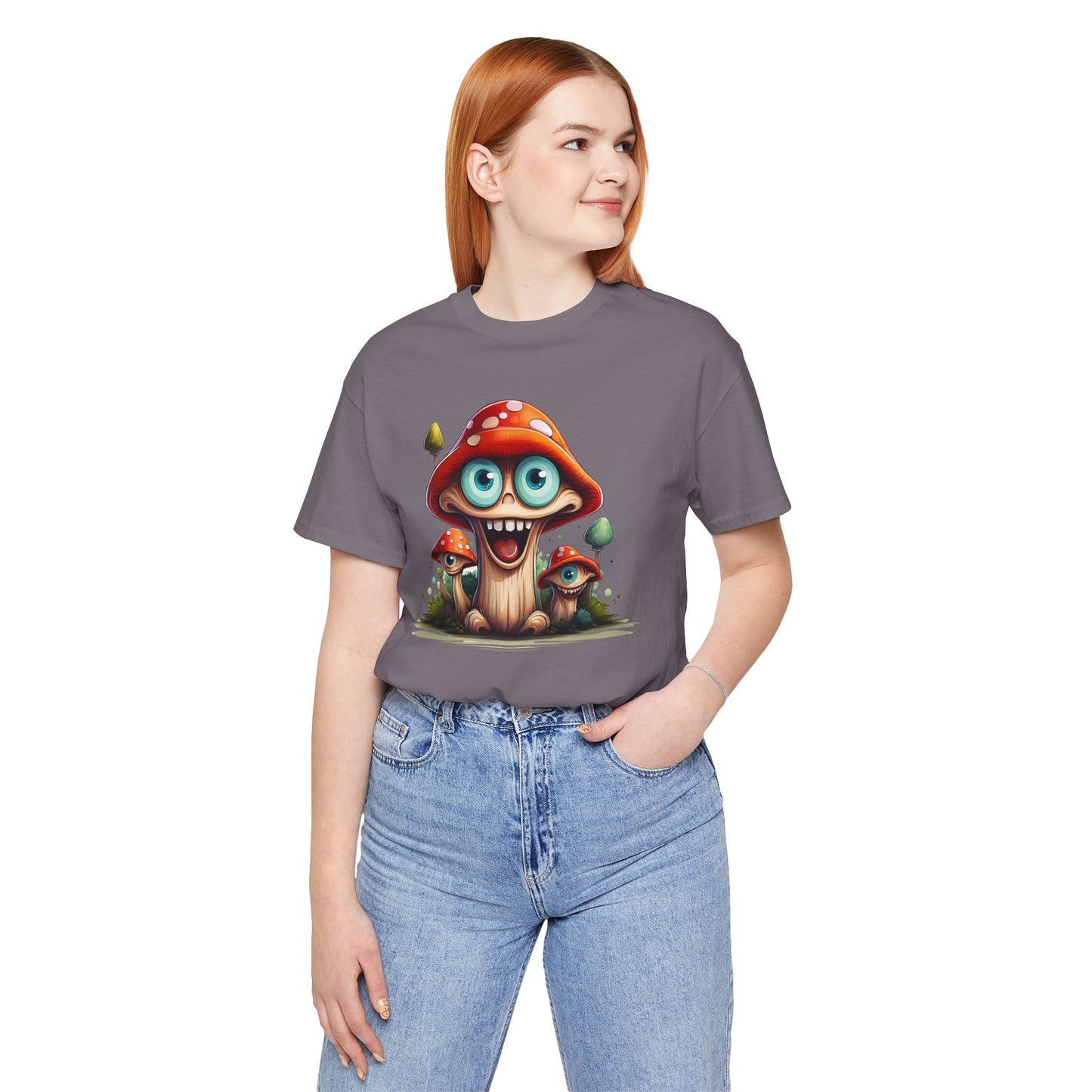 Cute Mushroom Graphic Tee, Fun Cartoon Shirt, Funny Mushroom Shirt, Cute Cartoon Tees, Graphic T-Shirt, Art Design T-Shirt