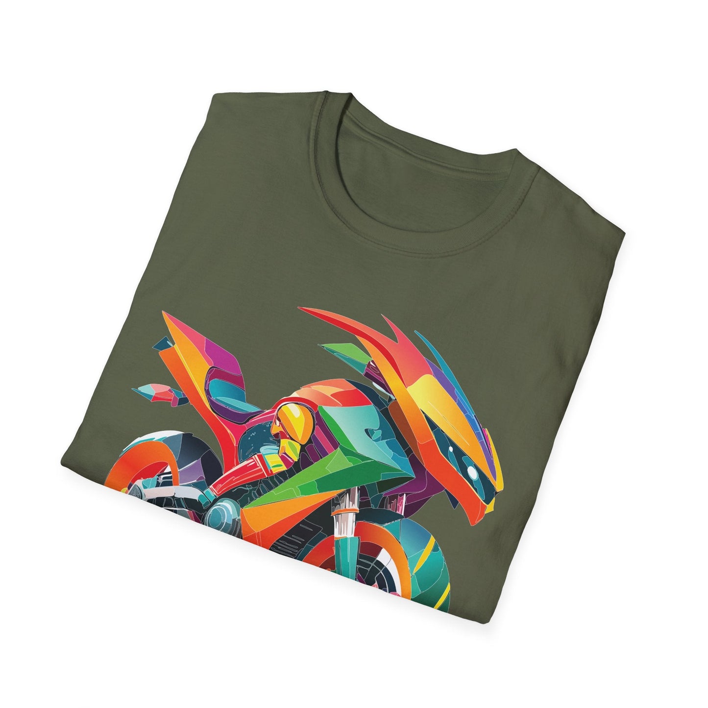 Unisex Bike T Shirt With Motorcycle Artwork Premium Cotton MTB Tee Softstyle 64000