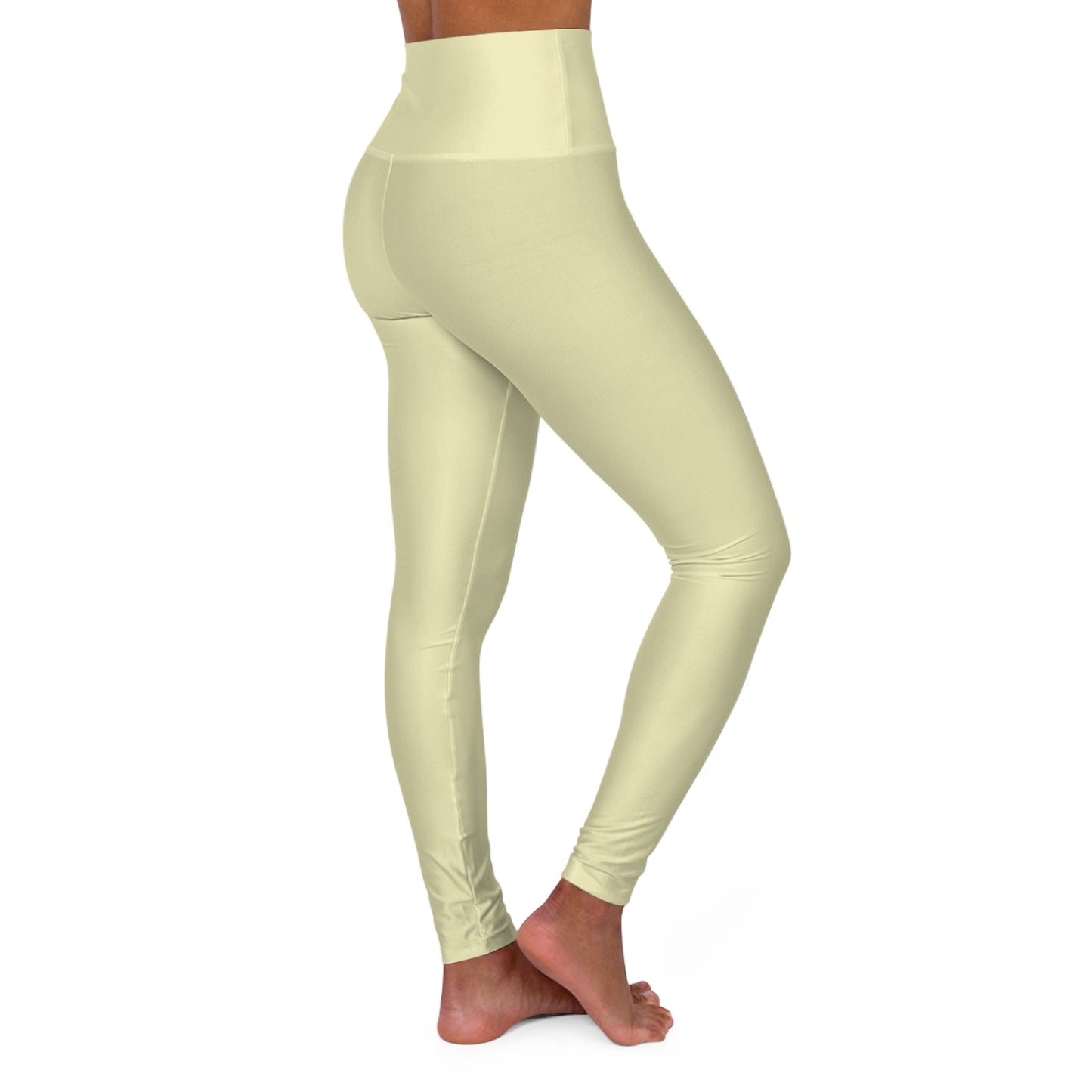 Pale Yellow Color High-Waist Yoga Leggings Women's Seamless Poly-Span Stretchy Pants XS-2XL