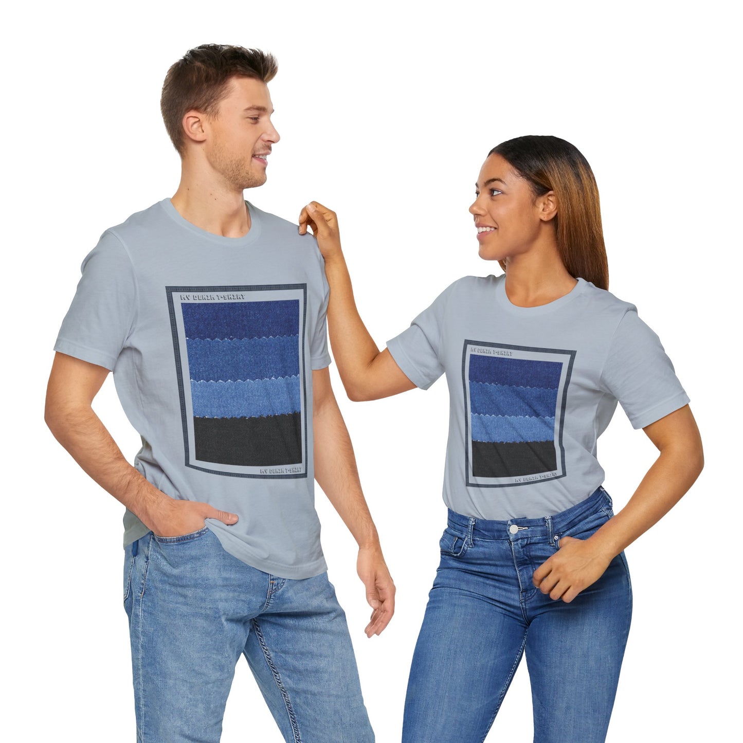 Unisex Cotton Tee Shirt with Denim Print