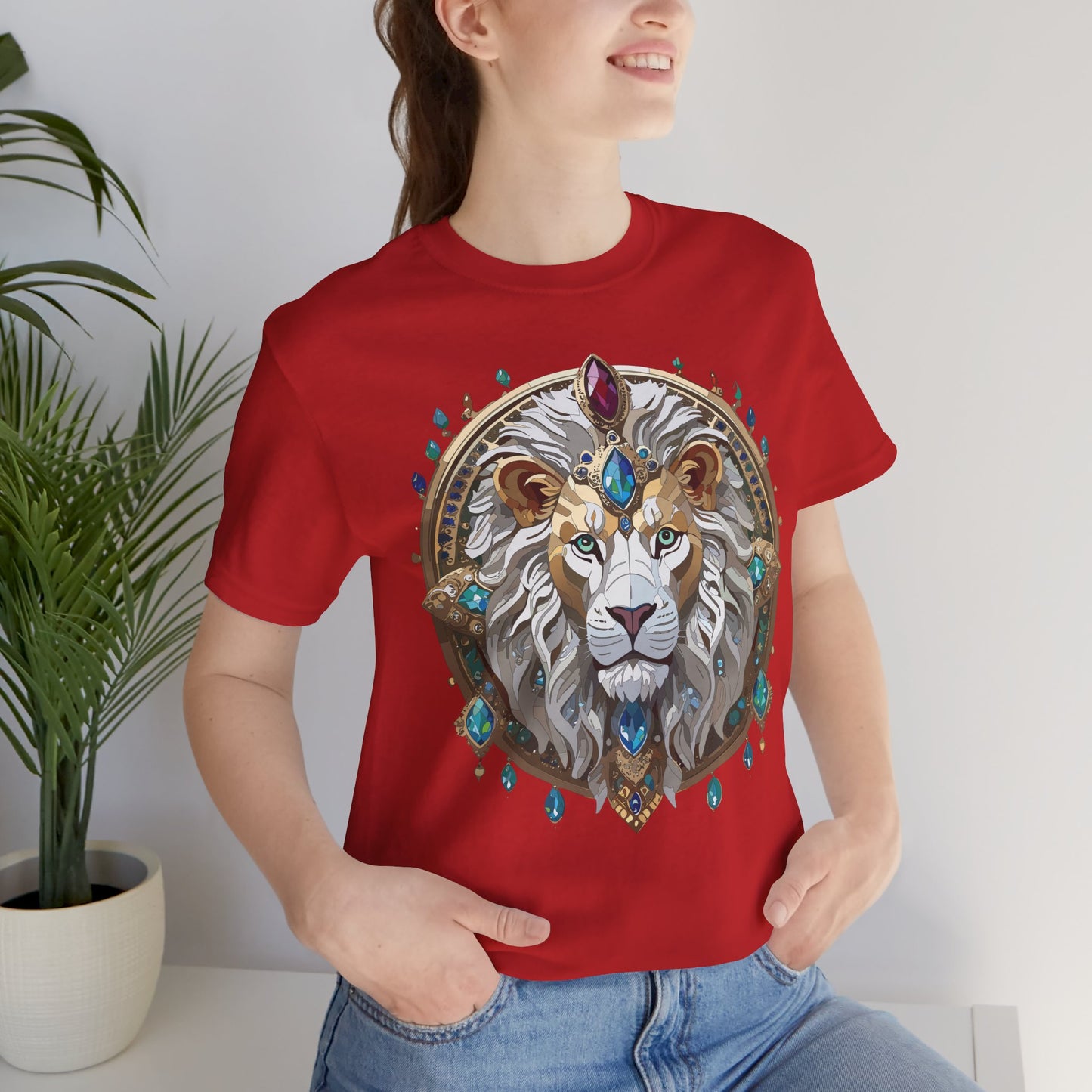Unisex Lion Graphic Tee, Animal Shirt, Tee Shirt with Lion, Medallion T-Shirt, Animal Medallion Tees