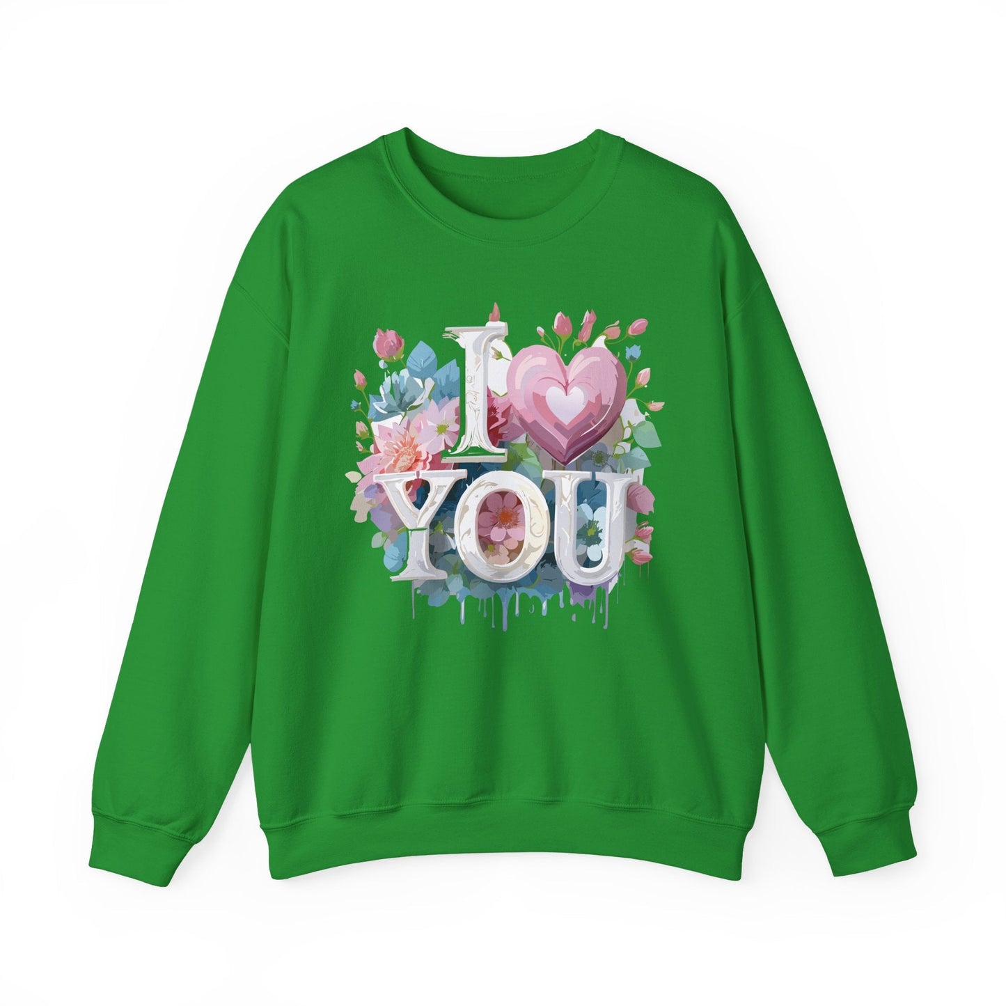 Floral Love Sweatshirt Unisex Valentine Day Flower Print Crewneck Gildan 18000 Cozy