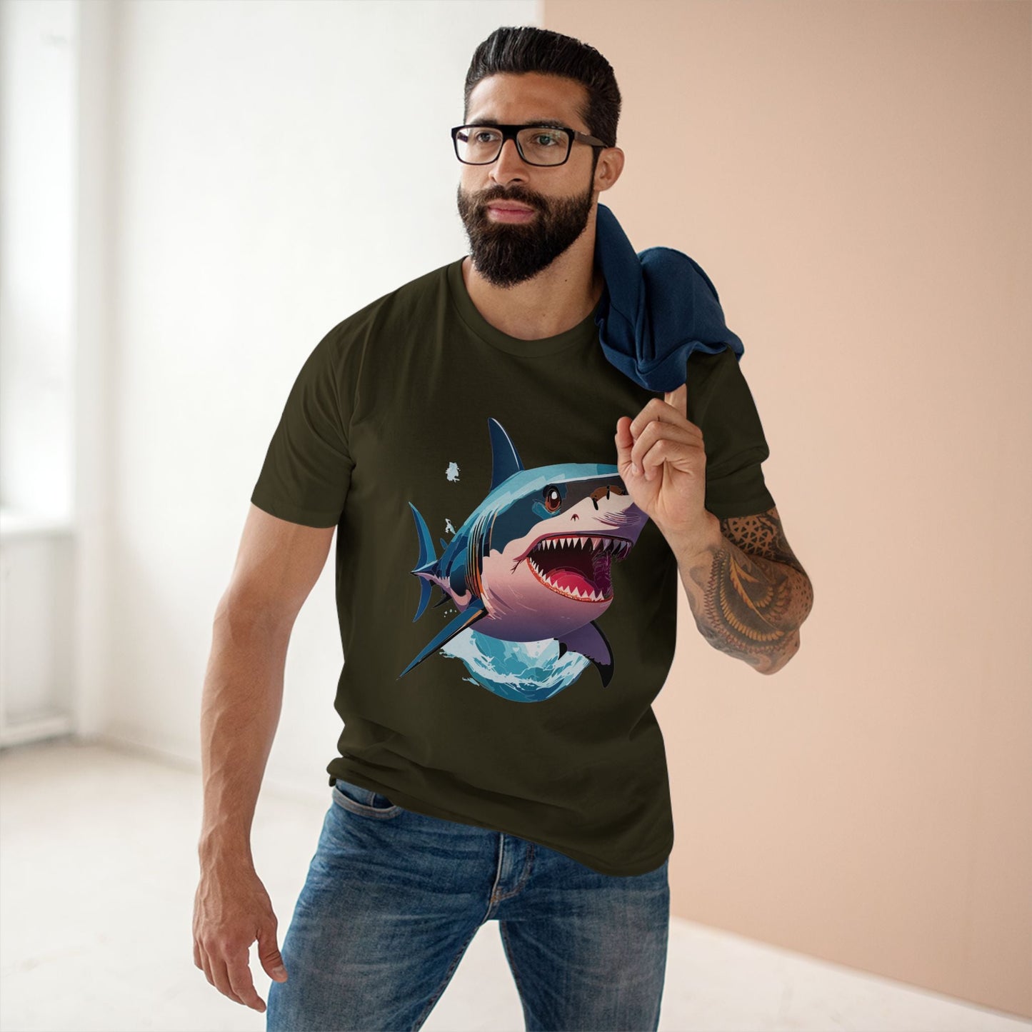Shark Graphic Unisex 100 Cotton Staple Tee with Animal Design Artwork 11