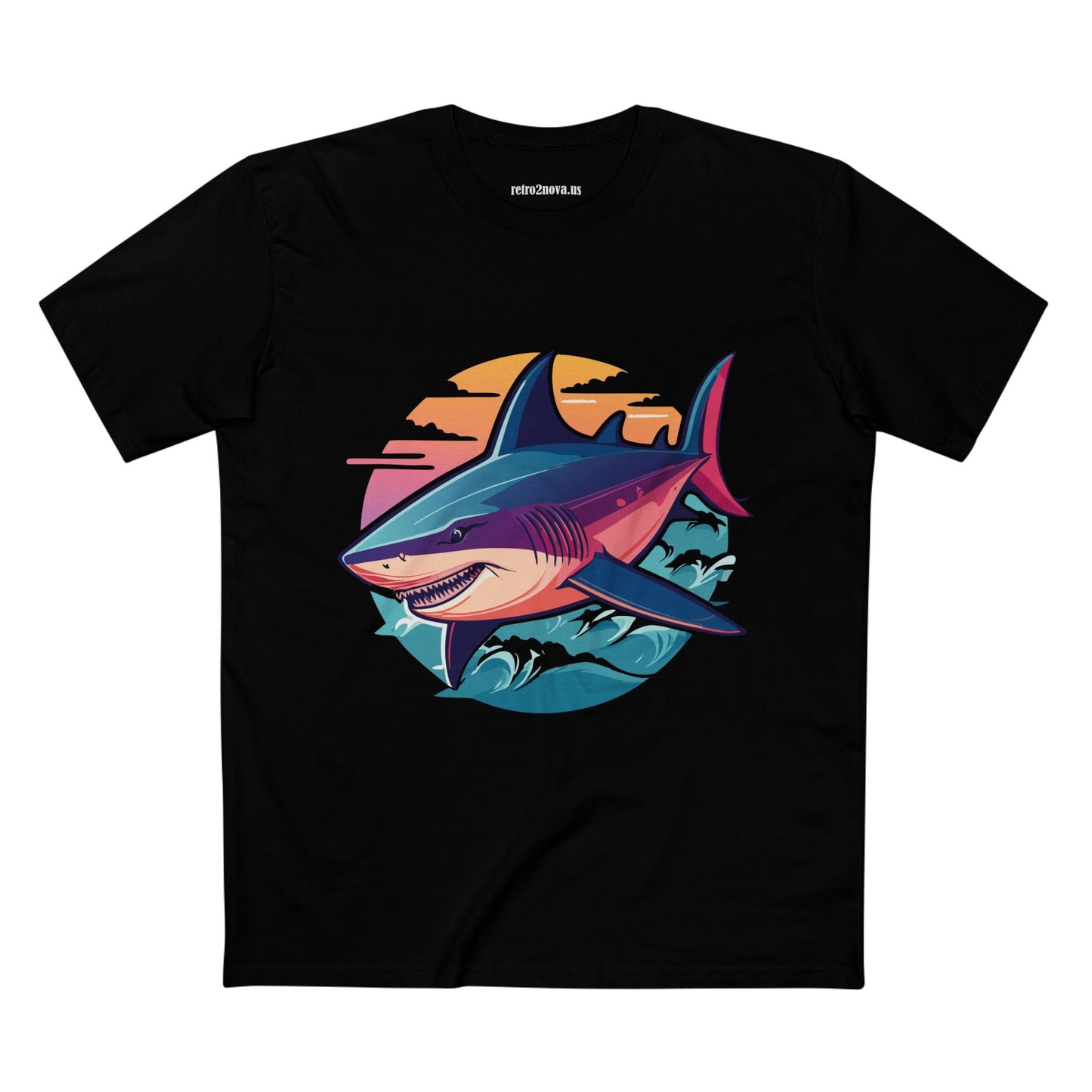 Shark Animal Shirt Unisex Premium Cotton Tee With Original Art Design From Retro2Nova Art Collection Breathable Everyday