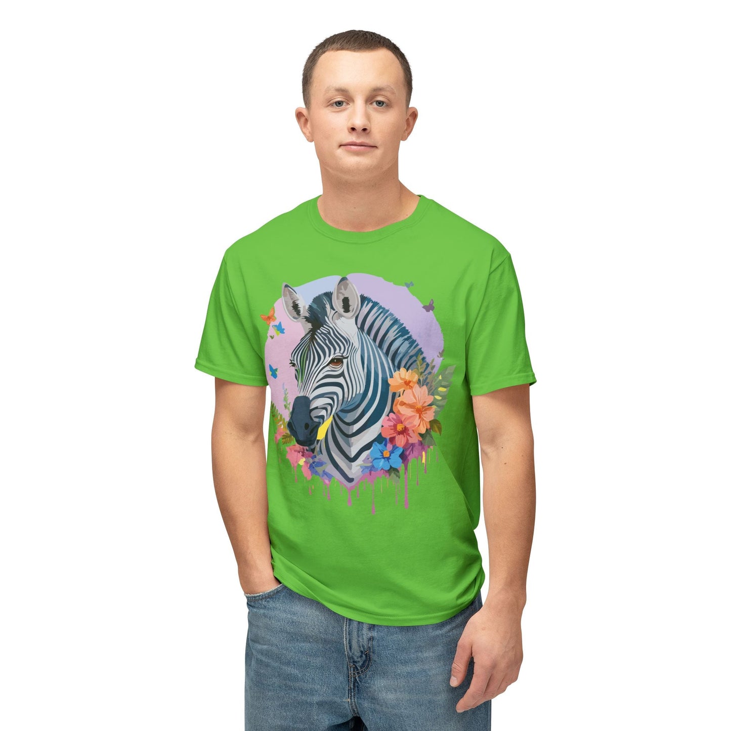 Unisex Zebra T Shirt With Art Print HD Cotton Vintage Zebra Tee Floral Design Graphic Tee