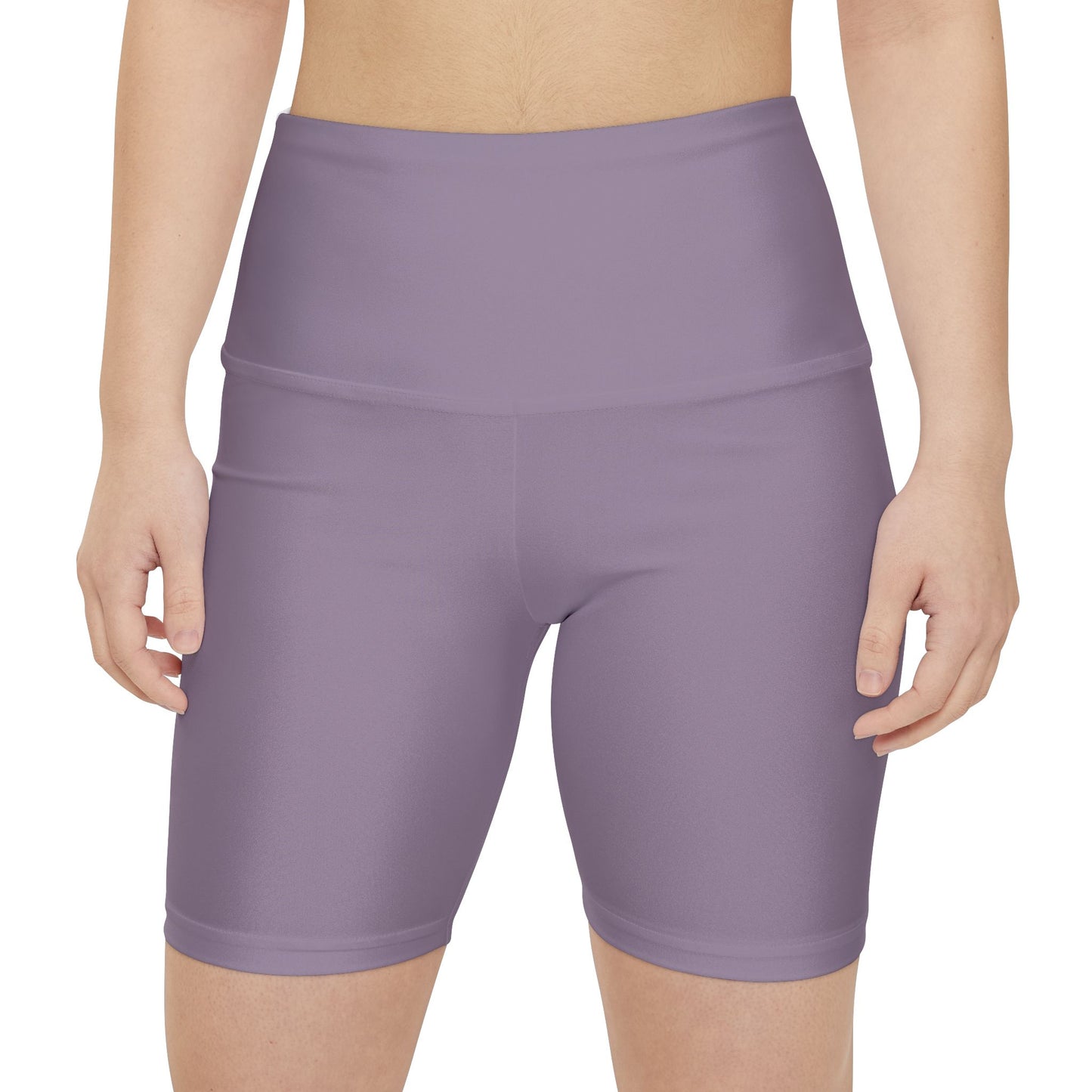 Dusty Purple Lavender High-Waist Women's Workout Shorts — Comfortable AOP Bike Shorts for Yoga & Gym