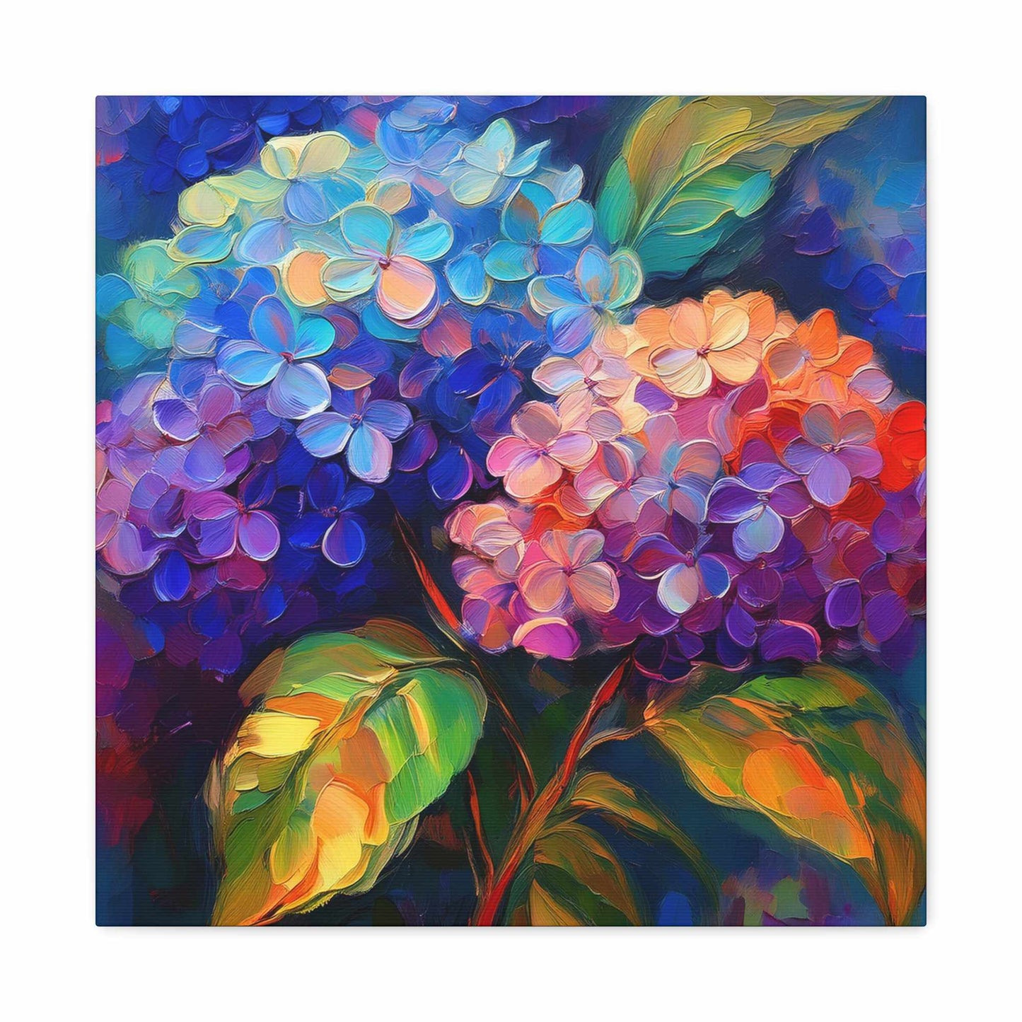 Hydrangeas Print Canvas, Flowers Oil Paint Print 20x20, 24x24, 30x30, 32x32, 36x36, Floral Art Design Print Non-Frame MC-29