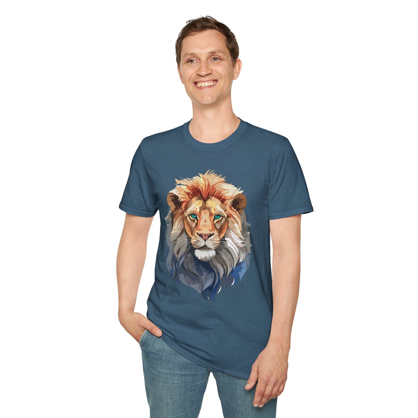Floral Lion Shirt Unisex Tee Softstyle Gildan 64000 Comfort Fit