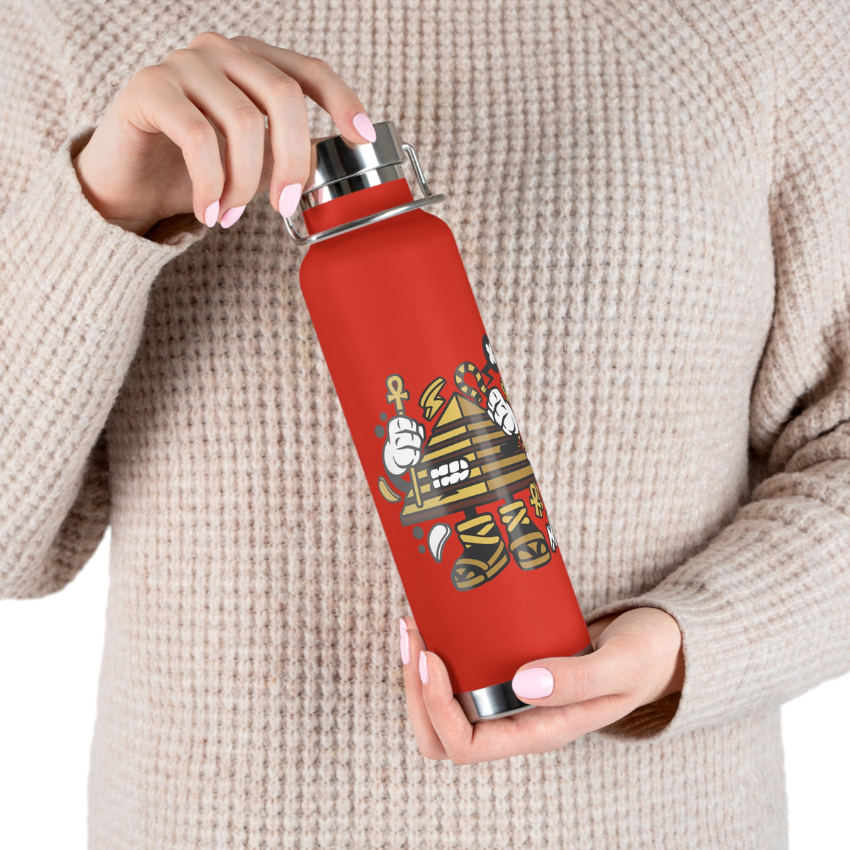 22oz Copper Insulated Water Bottle with Cartoon Design - CV33