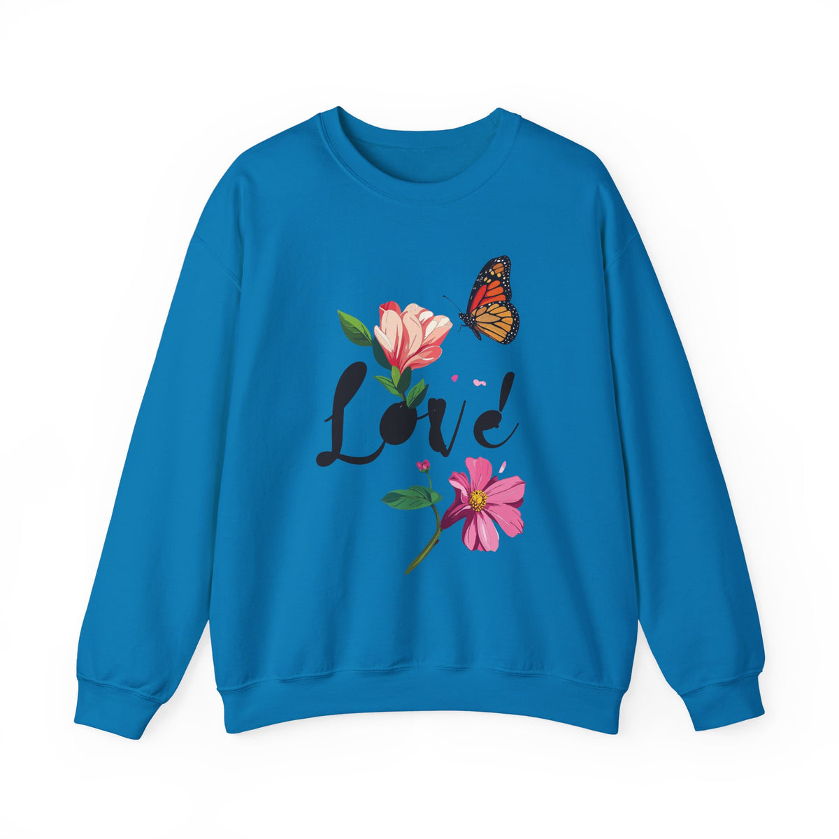 Floral Love Graphic Valentine's Day Sweatshirt Unisex 50/50 Cotton-Poly Sweatshirt w44