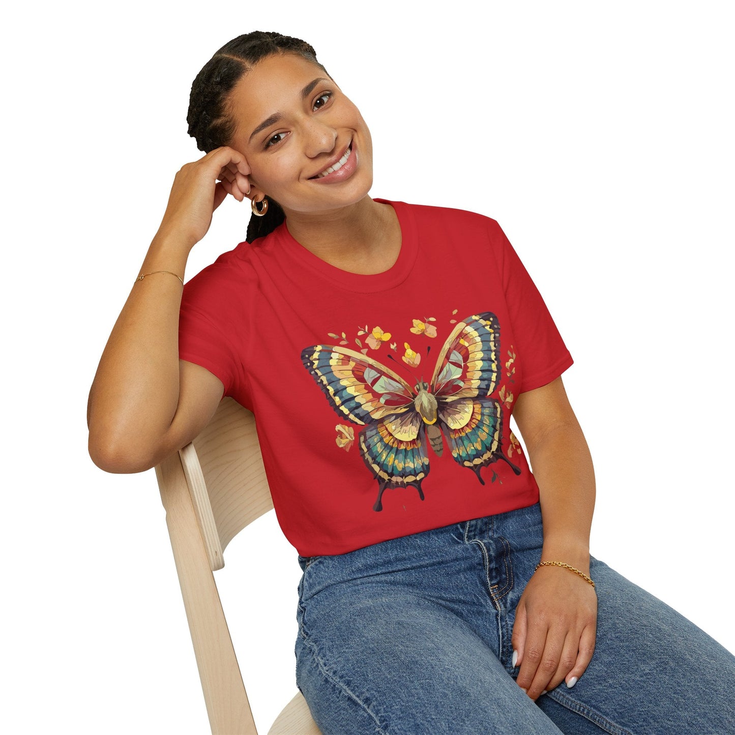 Butterfly Graphic T Shirt Unisex Gildan Softstyle 64000 Monarch Design Lightweight Everyday Wear