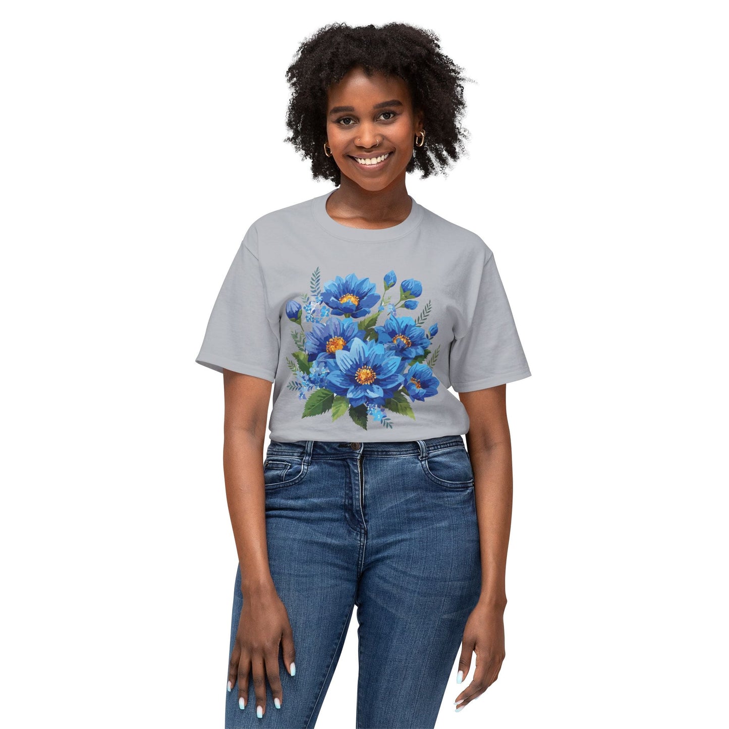 Unisex Floral T Shirt with Vintage Flower Art Print HD Cotton Tee Designed In USA